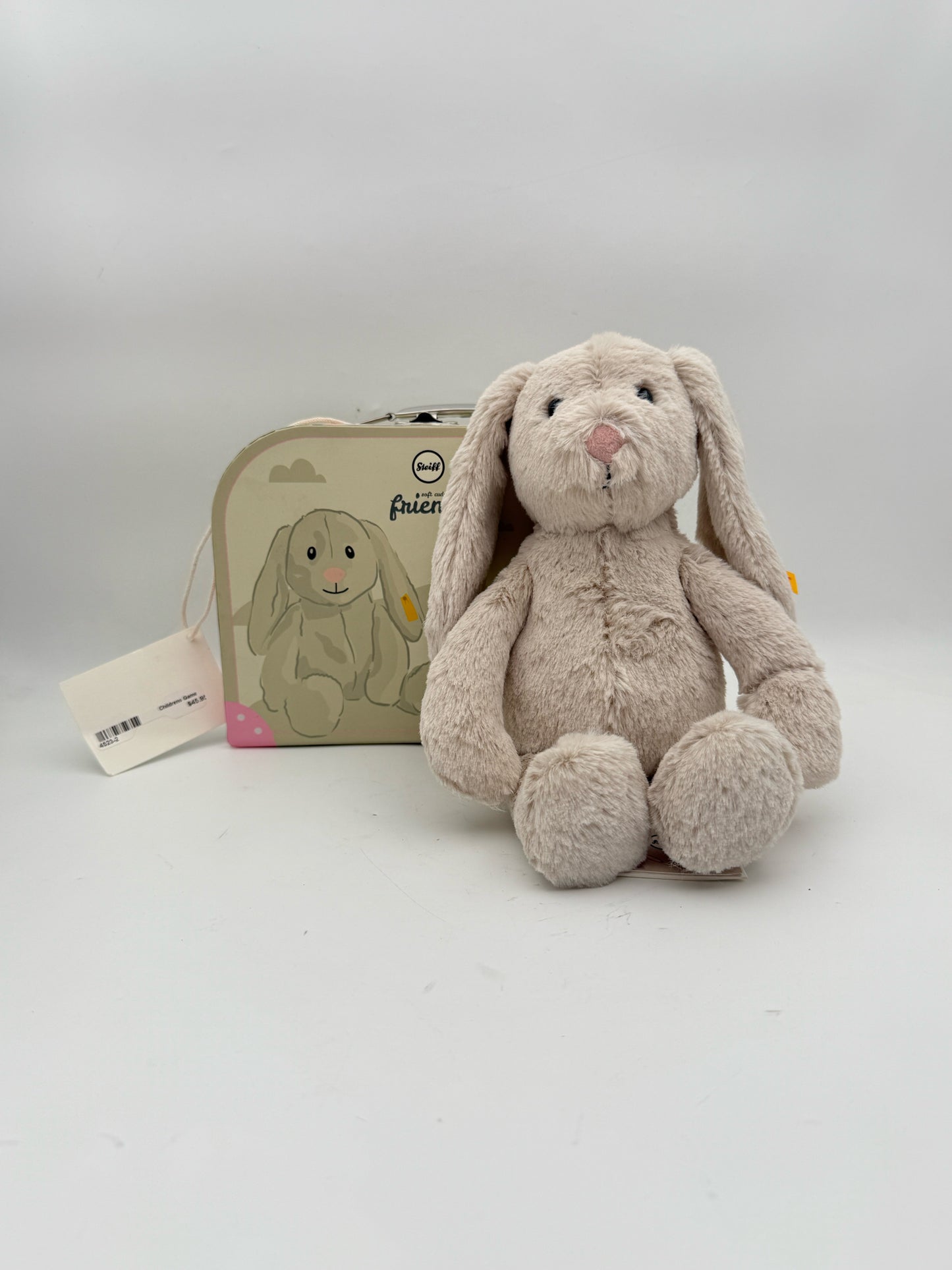 Steiff "Hoppie" Gray Bunny Plush With Carrying Case