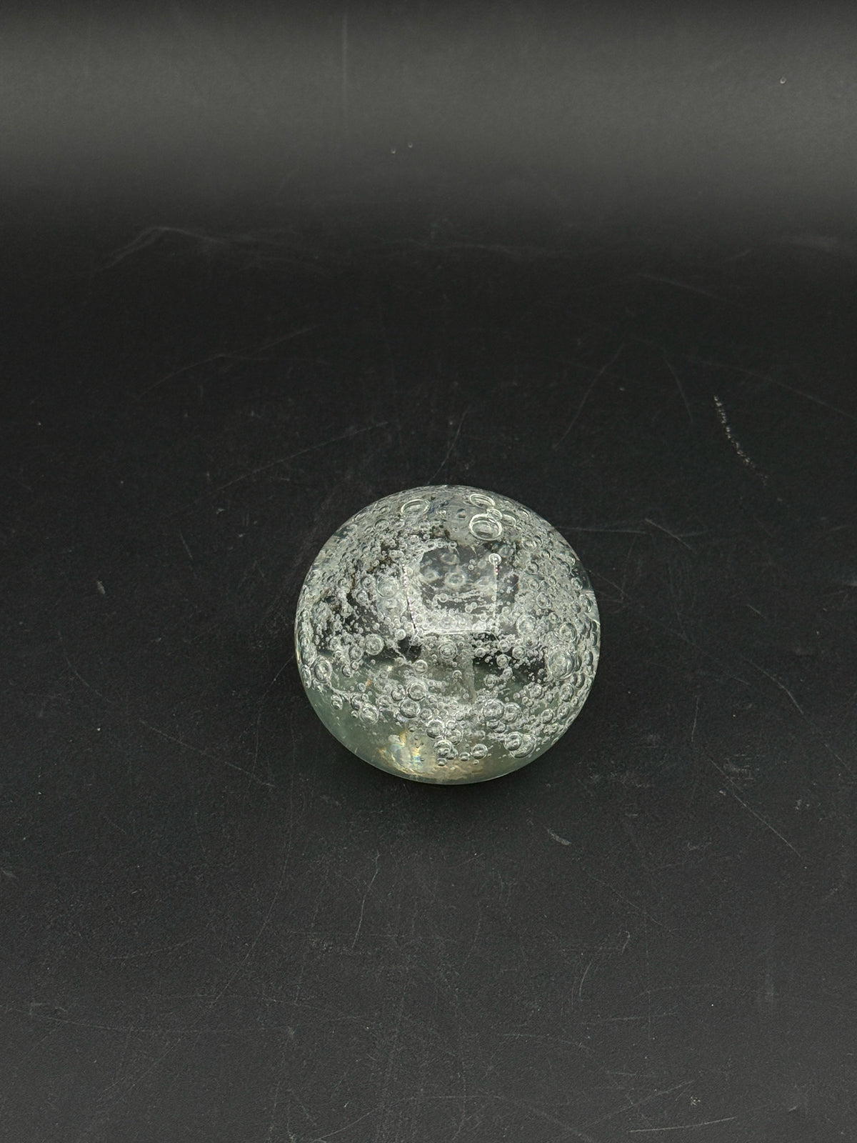 Clear Bubble Glass Paperweight