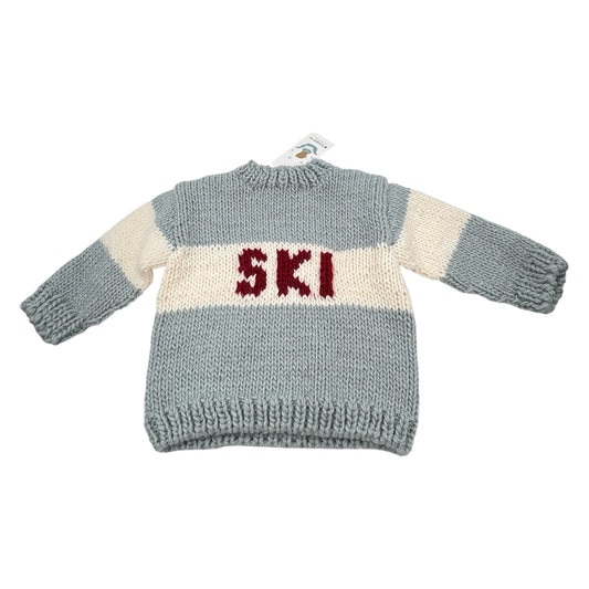 The Blueberry Hill Bowie Ski Sweater – Grey, Cream & Red, Size 2-3 years