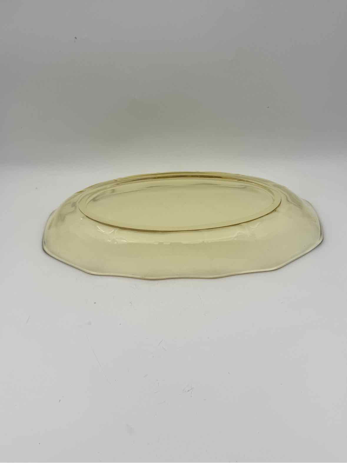 Yellow Amber Depression Glass Serving Bowl