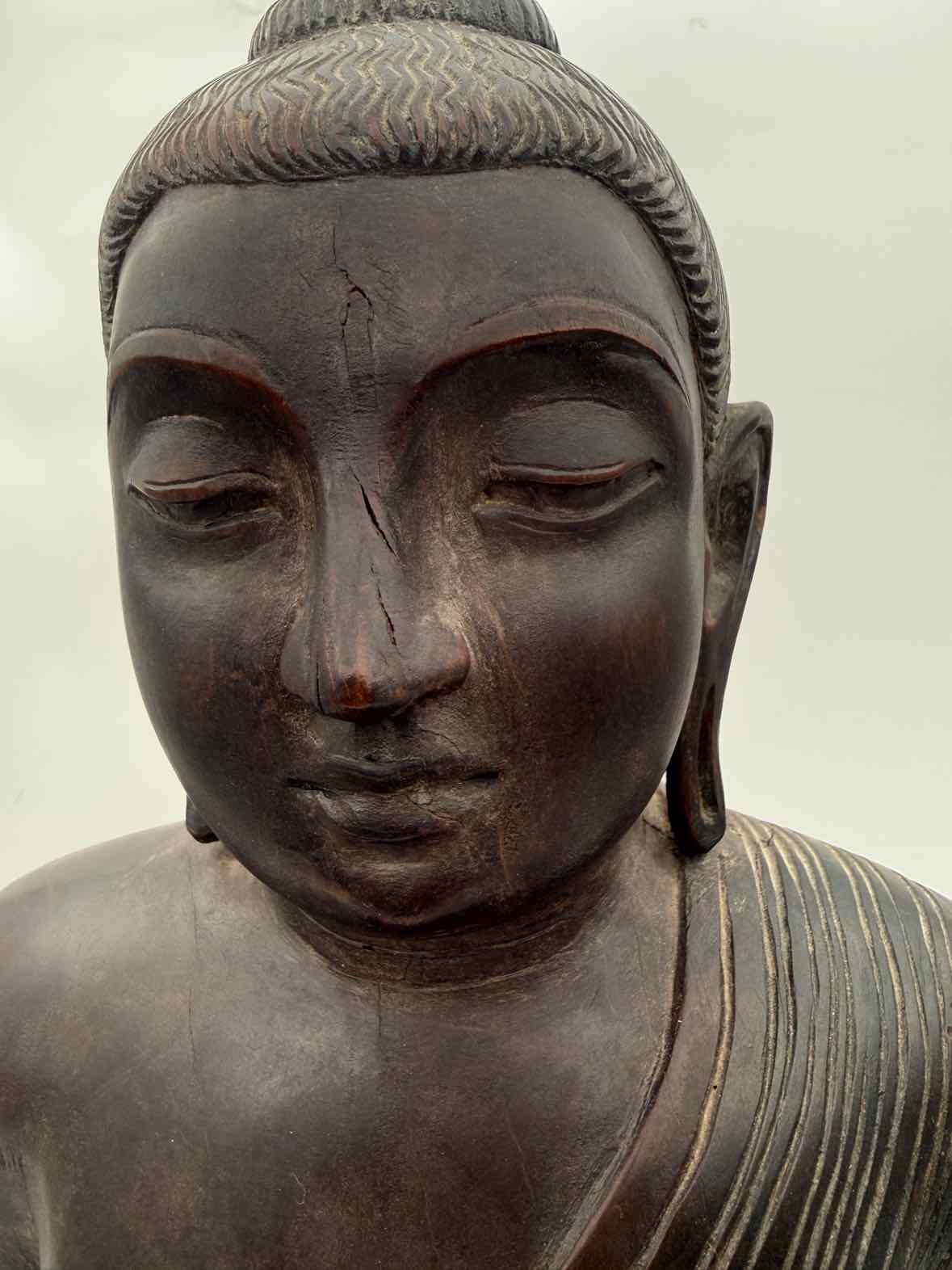 Large Ironwood Southeast Asian Carved Buddha Statue