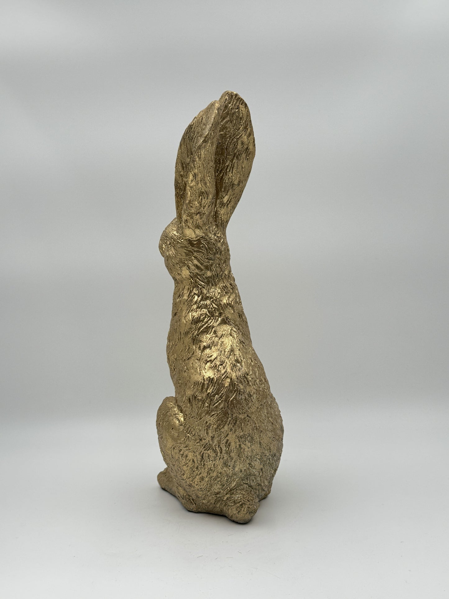 Gold Textured Sitting Rabbit Sculpture - 12.25" Height