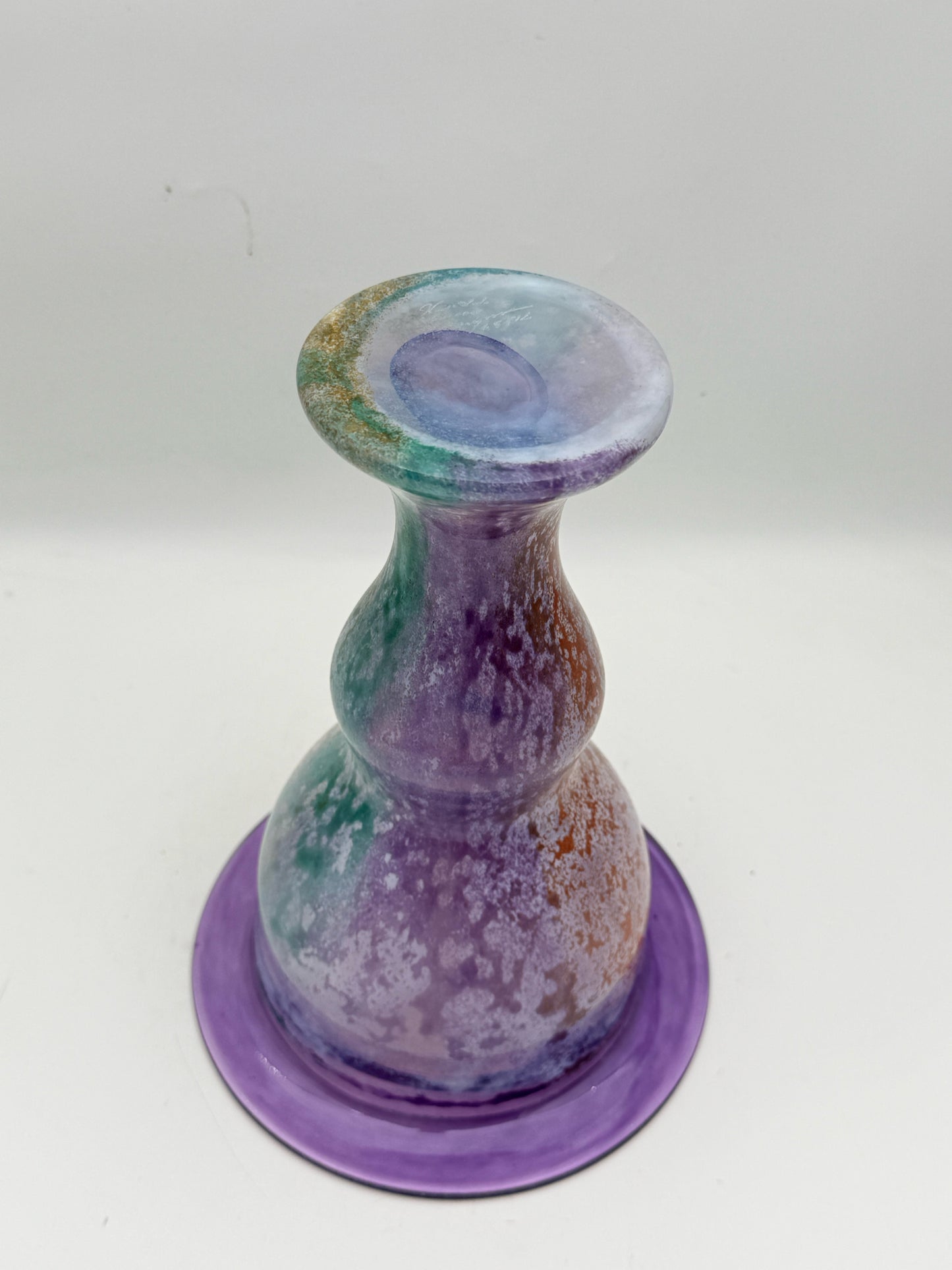 Kosta Boda Purple, Blue, And Green Vase- Signed