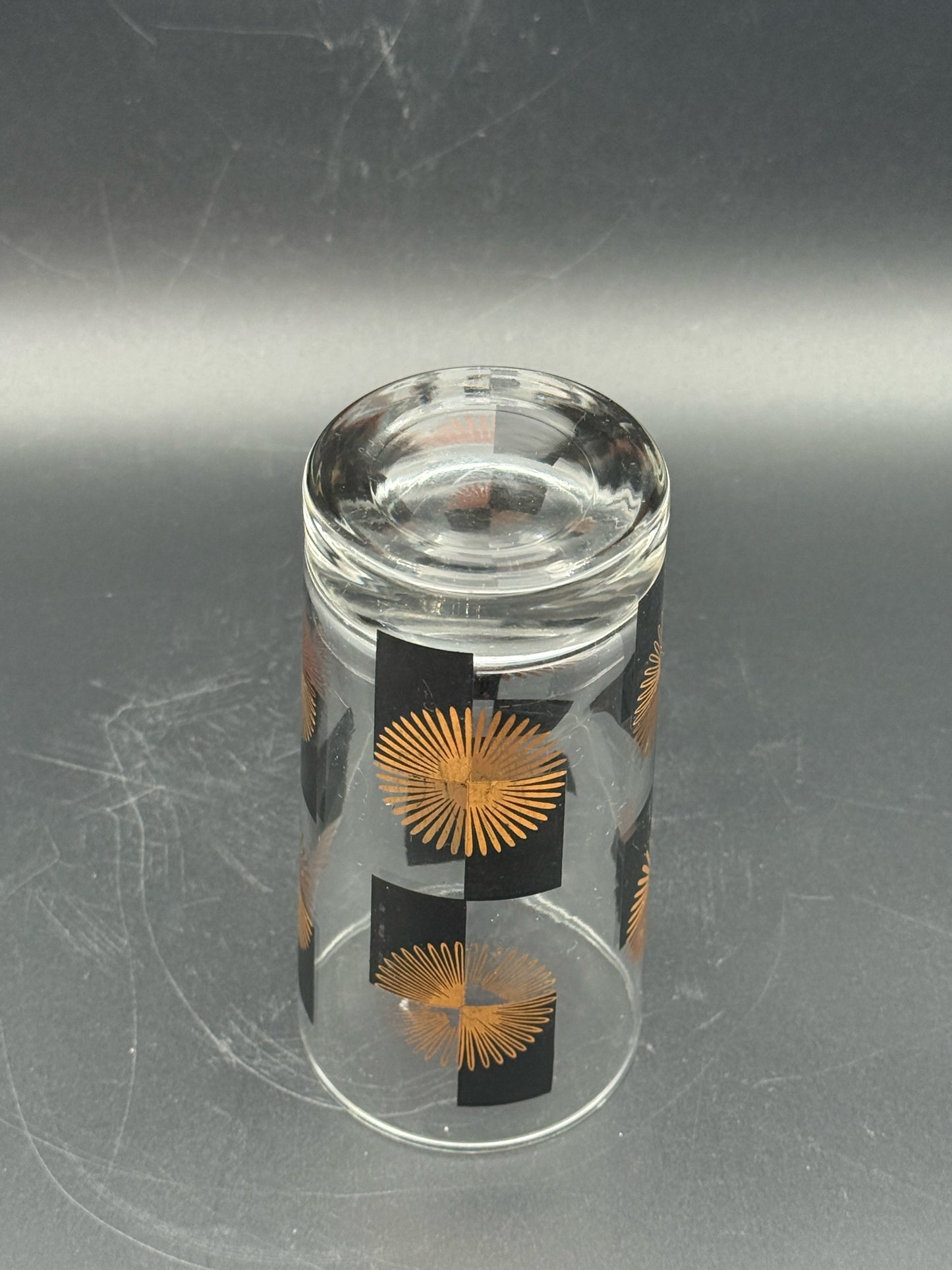 Midcentury Black And Gold Highball Glasses- Set Of 4