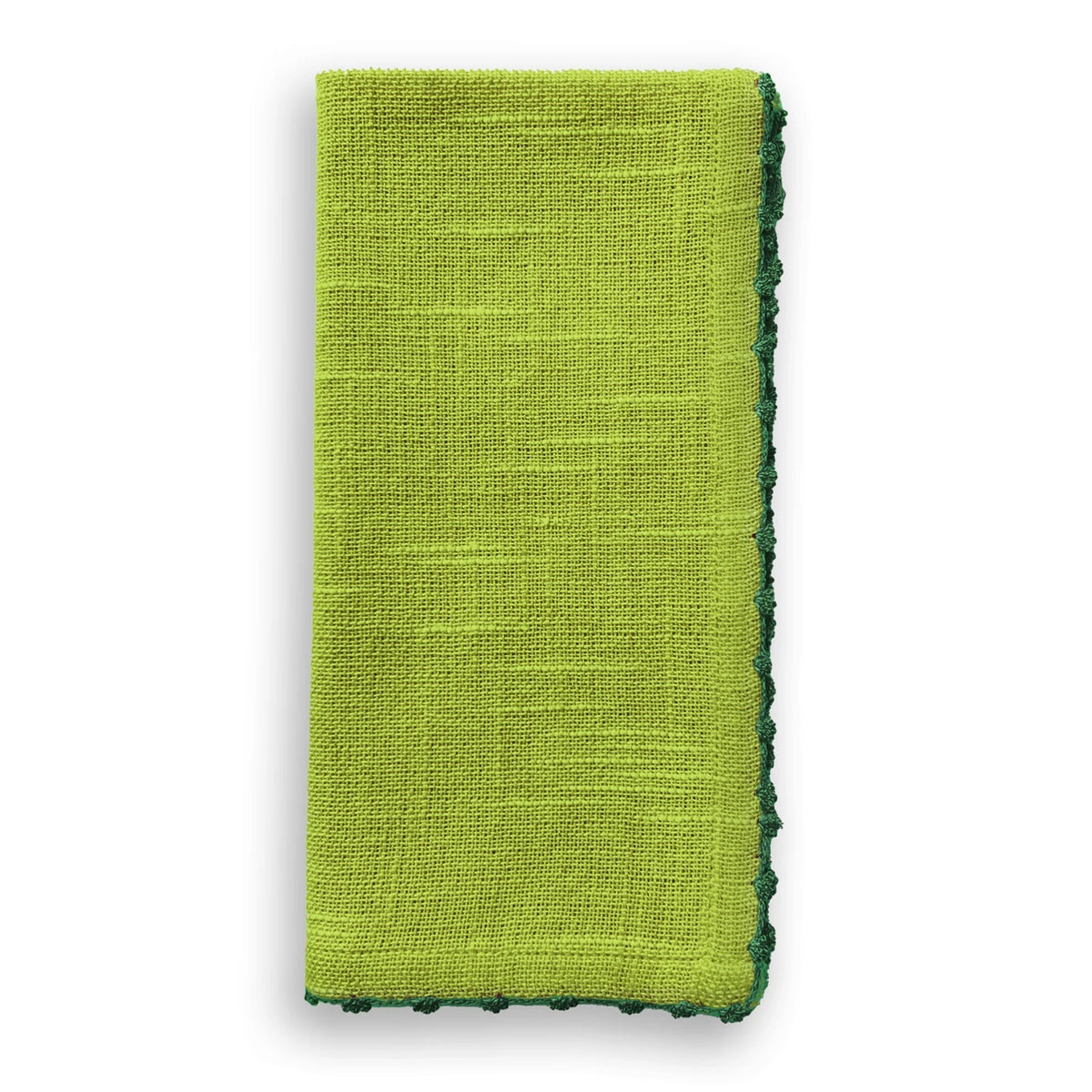 Knotted Edge Fern Cotton Napkin With Green Trim