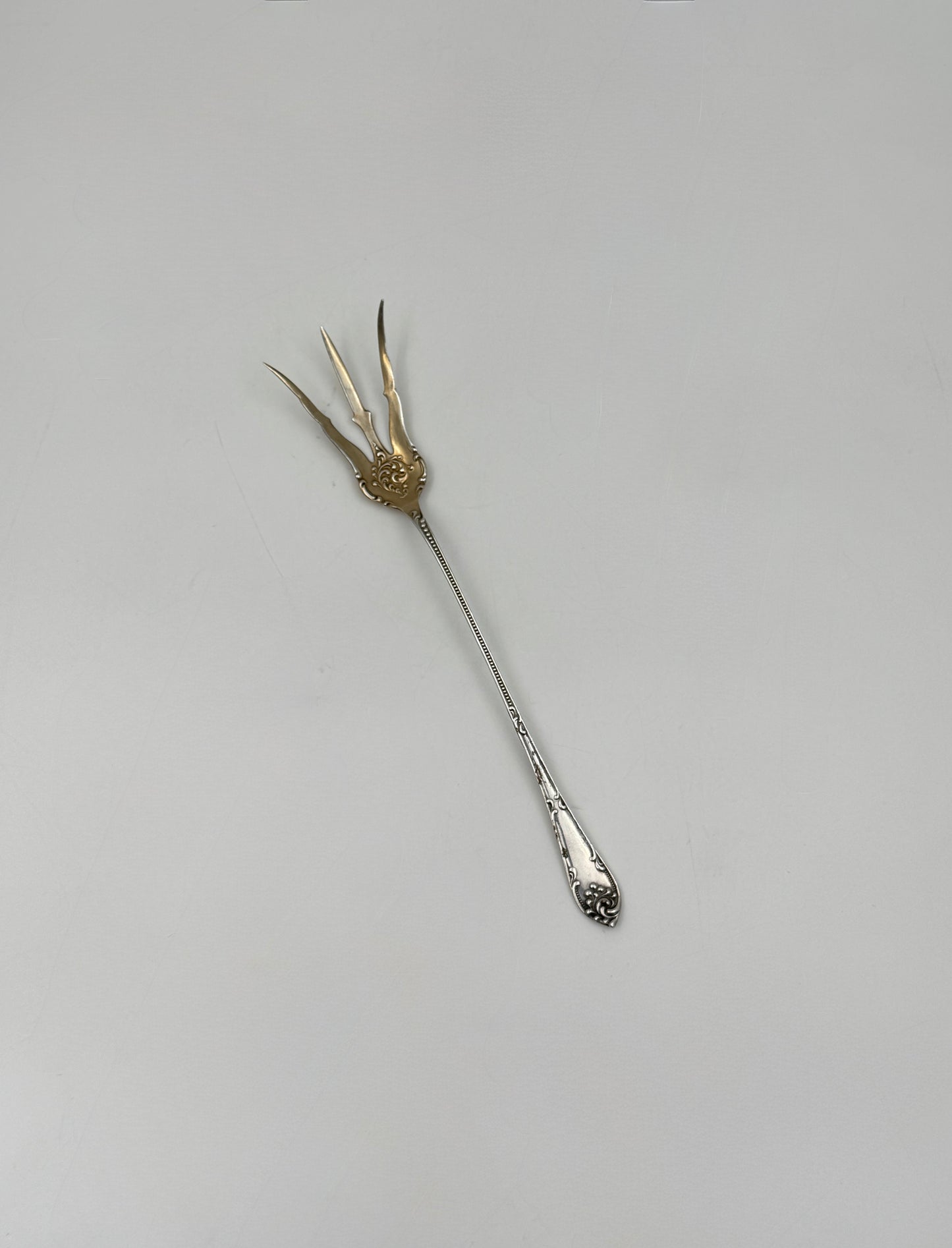 Gold Wash Sterling Sardine Serving Fork – Ornate Pattern