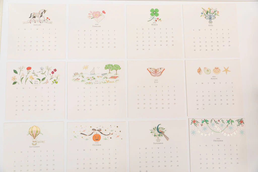 Karen Adams 2026 Classic Desk Calendar Refill – Hand-Finished with Foil & Glitter