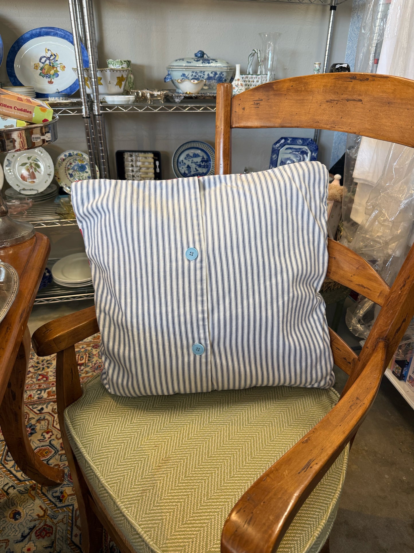 Vintage MCM Upcycled Tablecloth Pillow