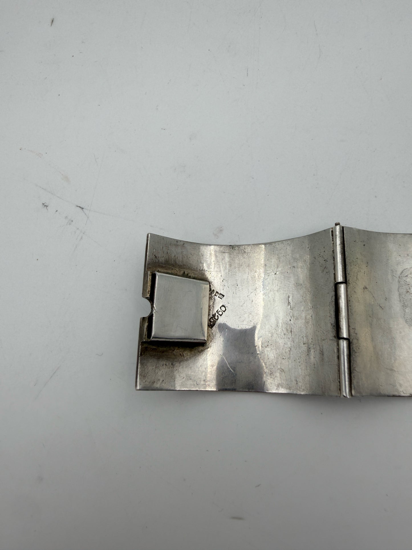 Sterling Silver Hinged Bracelet With Turquoise Inlay
