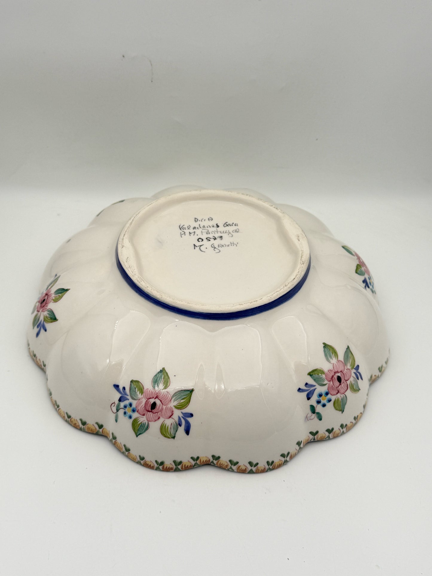Handpainted Floral Serving Bowl Made In Portugal