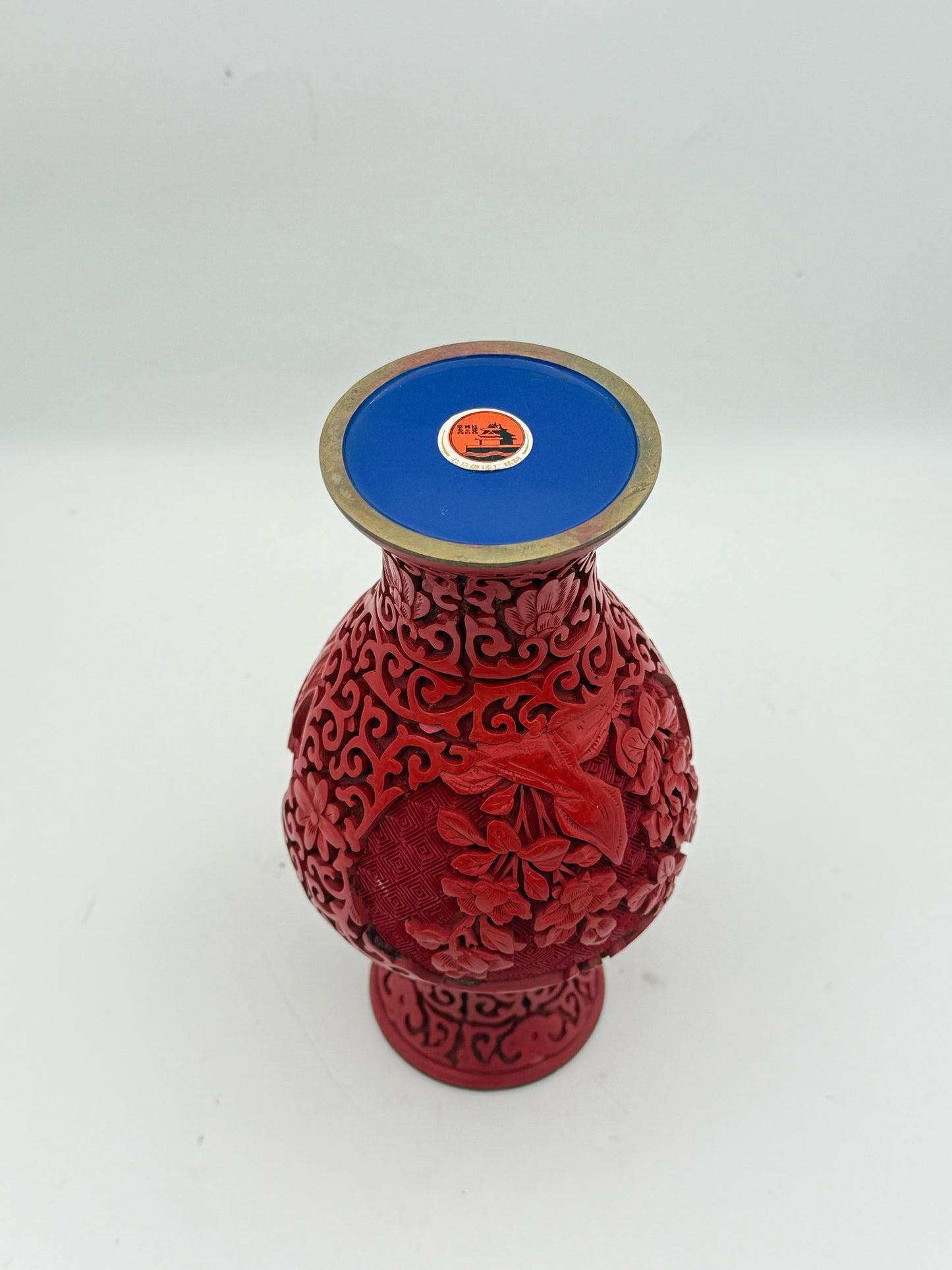 Chinese Red Cinnabar Carved Vase