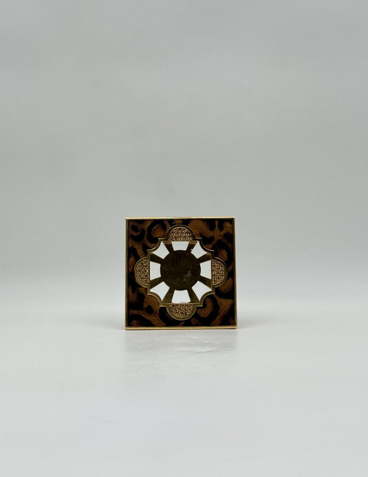 Jay Strongwater Square Mini Frame Gold Swarovski Animal Print Enamel