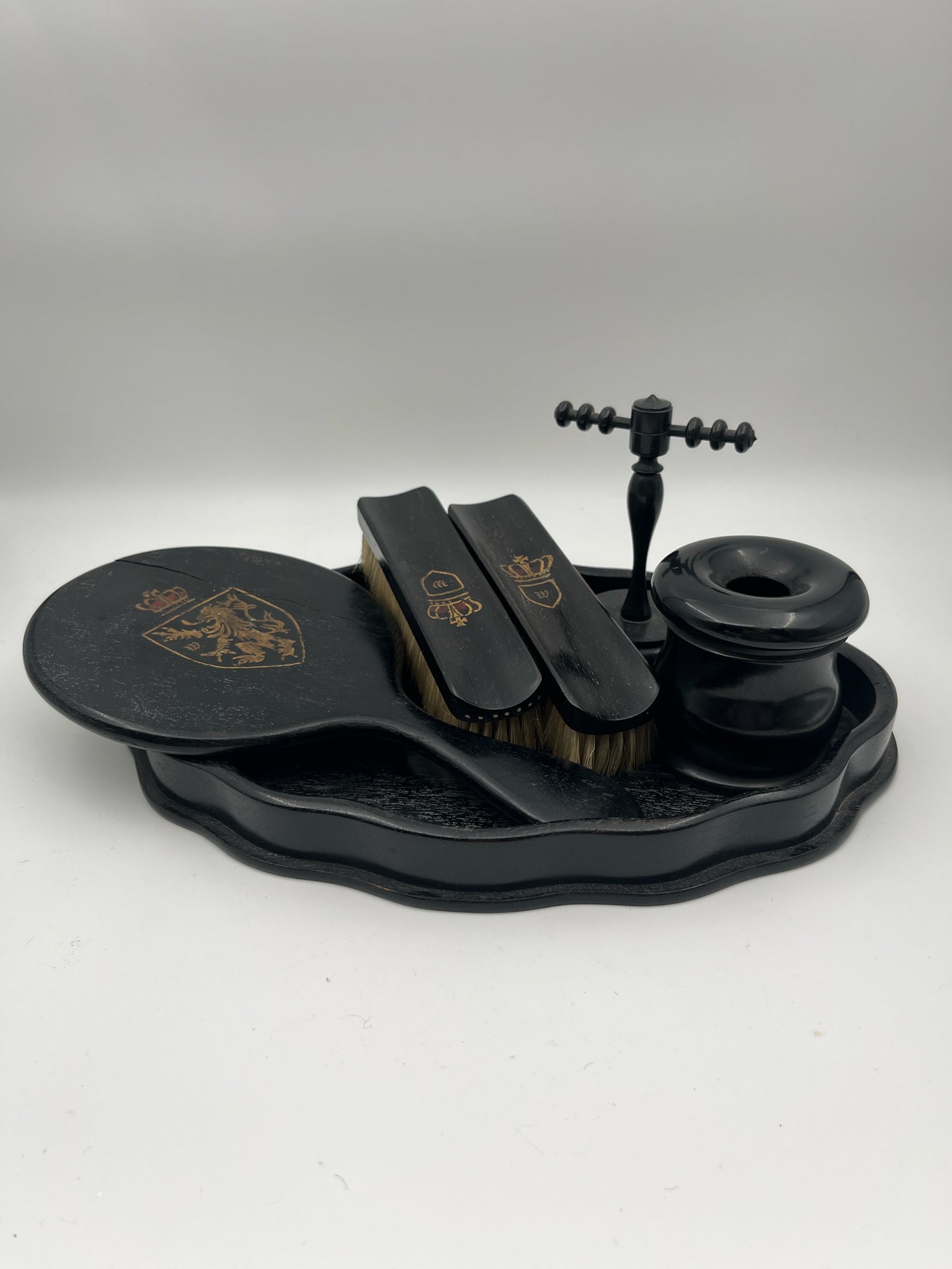 Antique Ebony Mans Shaving/Dresser Set
