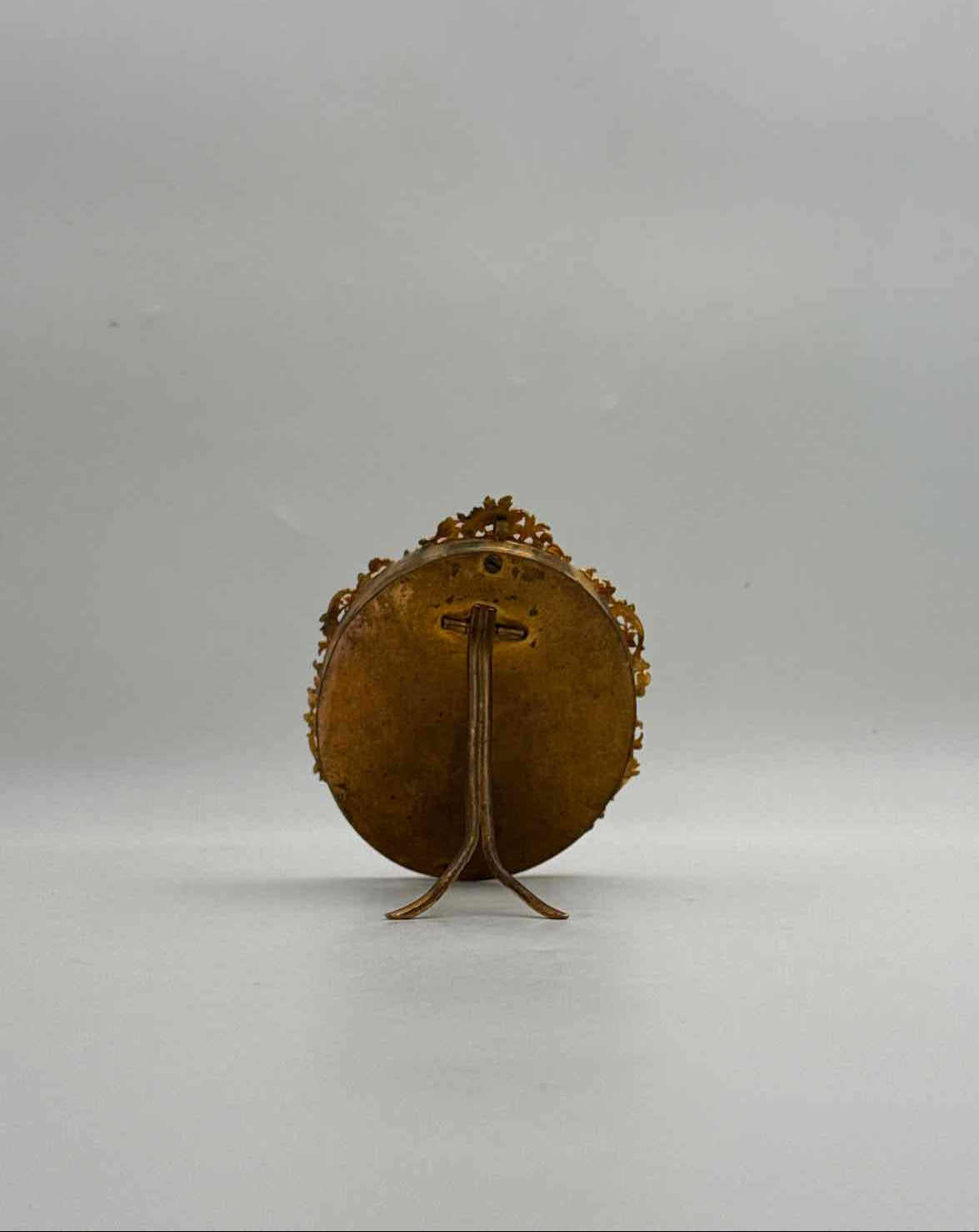 Antique Giovane Donna Porcelain Portrait Miniature Gilt Bronze Frame