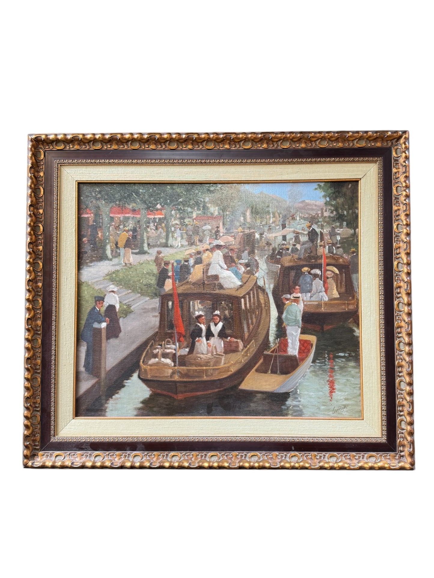 Liam Rooijar “Boating on the Afternoon Canals” – Framed Oil on Canvas