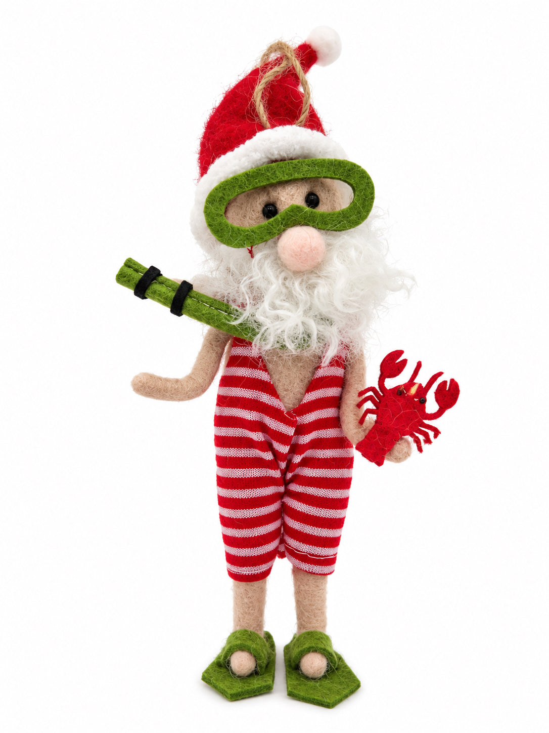 Felt Snorkling Santa Ornament