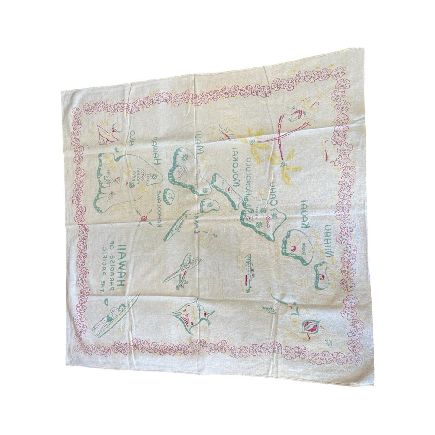 Vintage Midcentury Hawaii Souvenir Tablecloth
