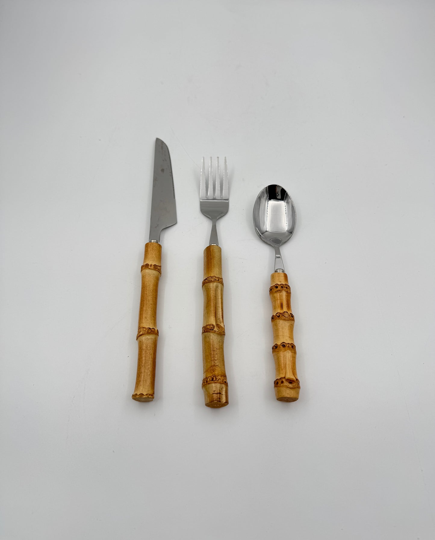 Rattan-Inspired Cutlery Set – 12 Pieces (Knife, Fork, Spoon)