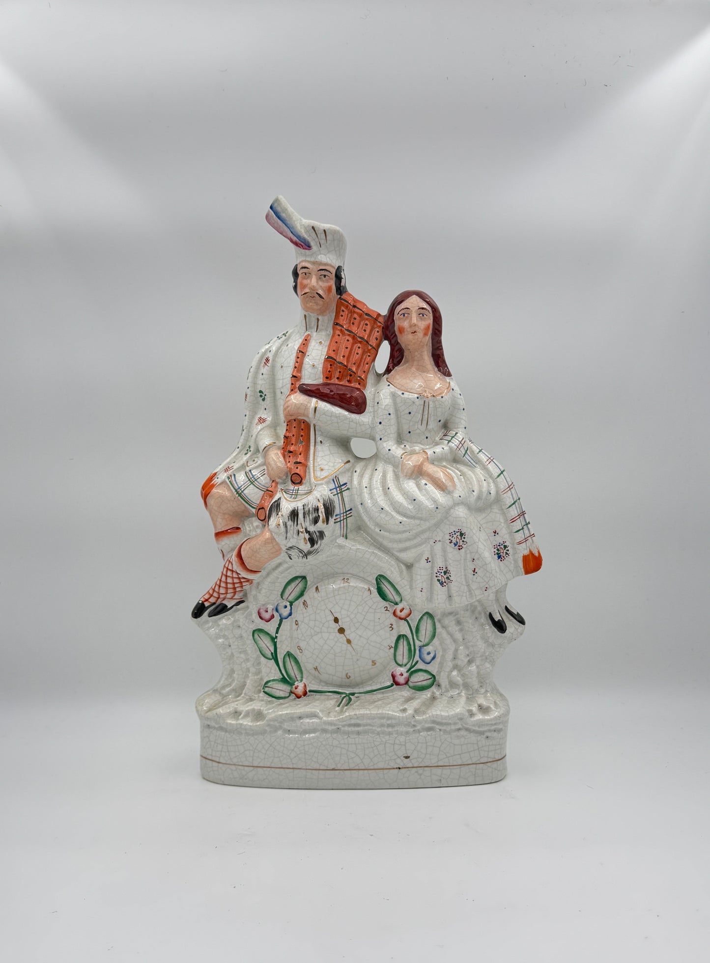Antique Victorian Staffordshire Figurine – Scottish Couple with Bagpipes, c.1860