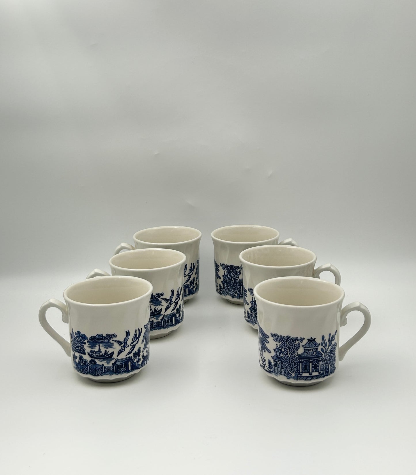 Set of 6 Blue Willow Cups – Made in England