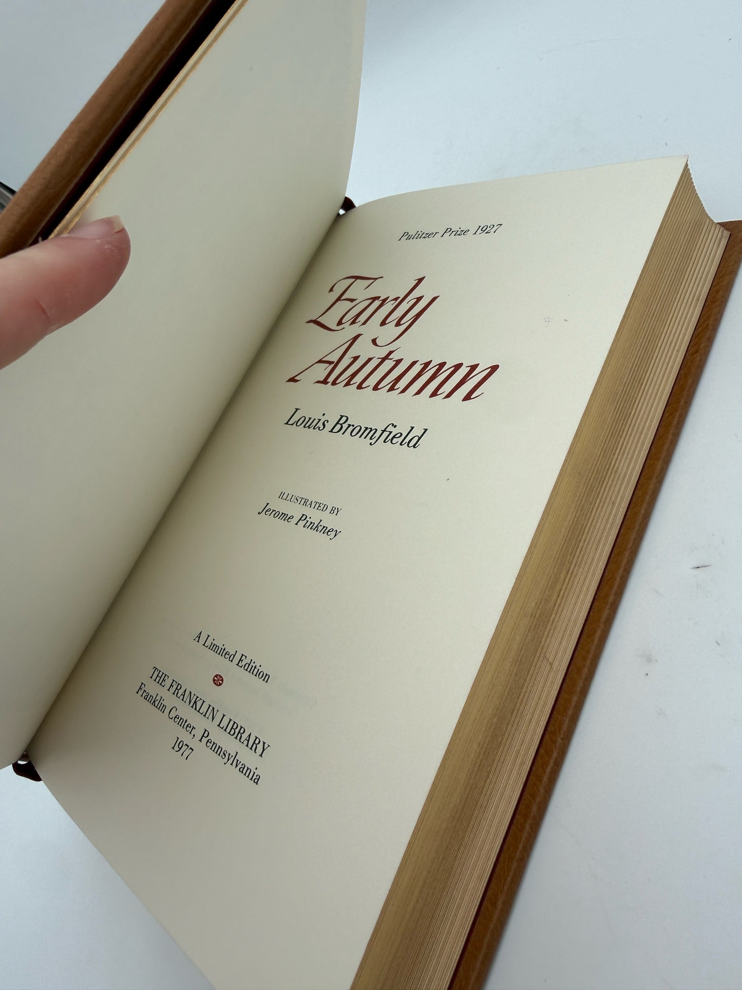 "Early Autumn" By Louis Bromfield Hardcover Book- Franklin Library