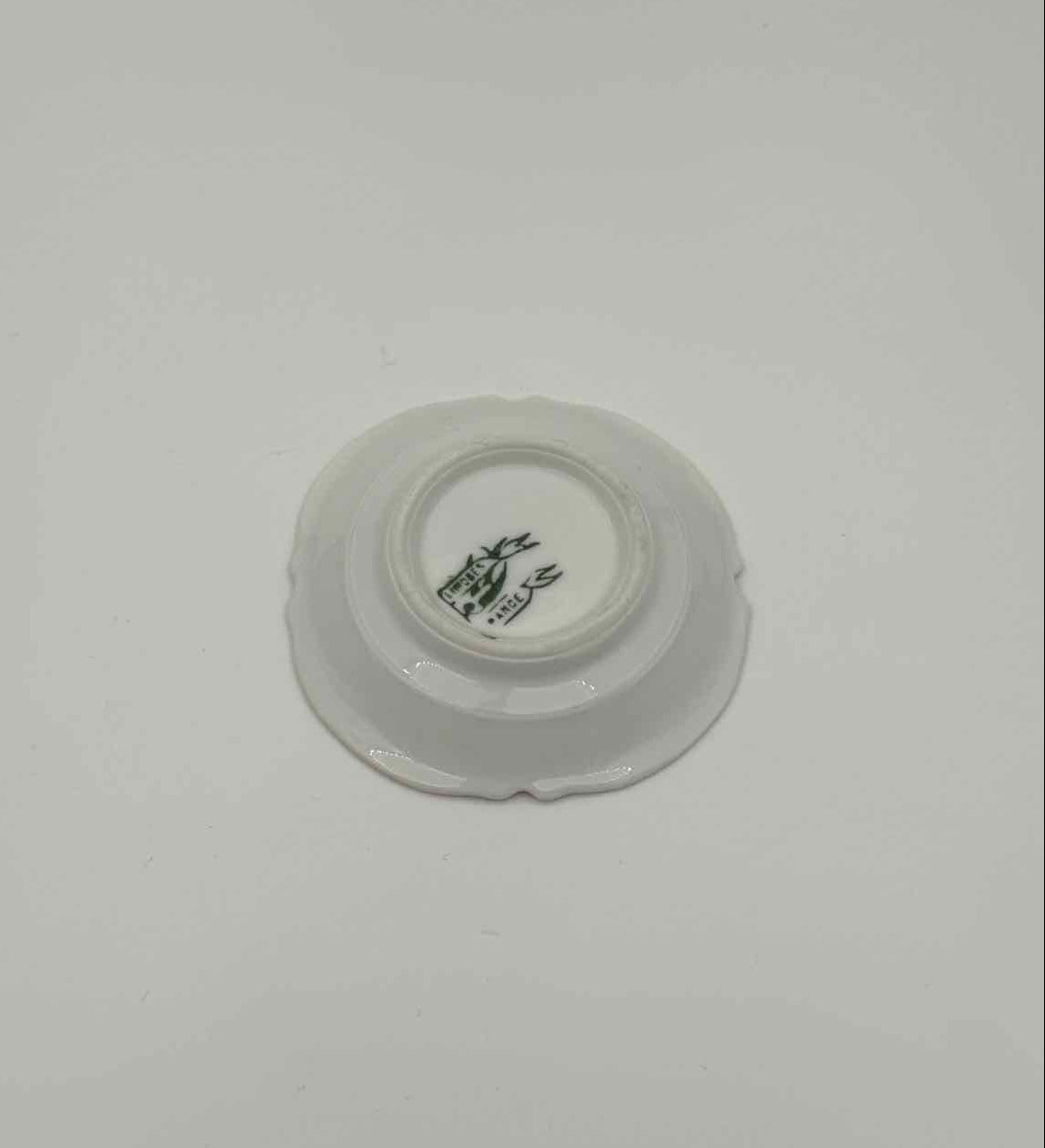 Antique Limoges French Butter Pat – Pink Rose Scalloped Edge