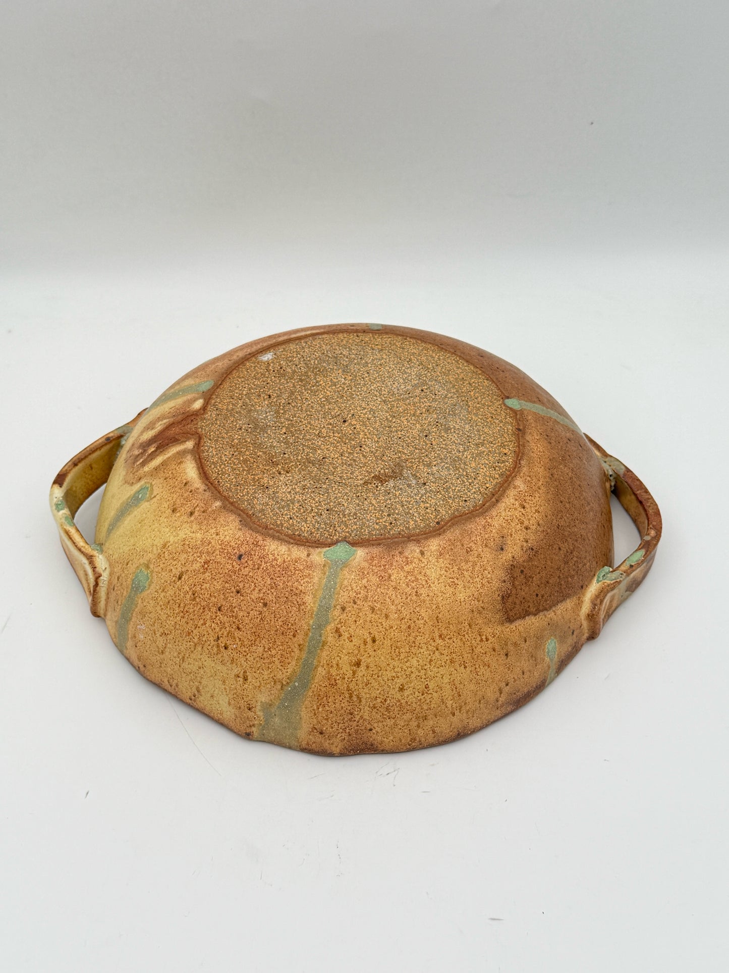 Signed Blue And Yellow Glaze Ceramic Bowl