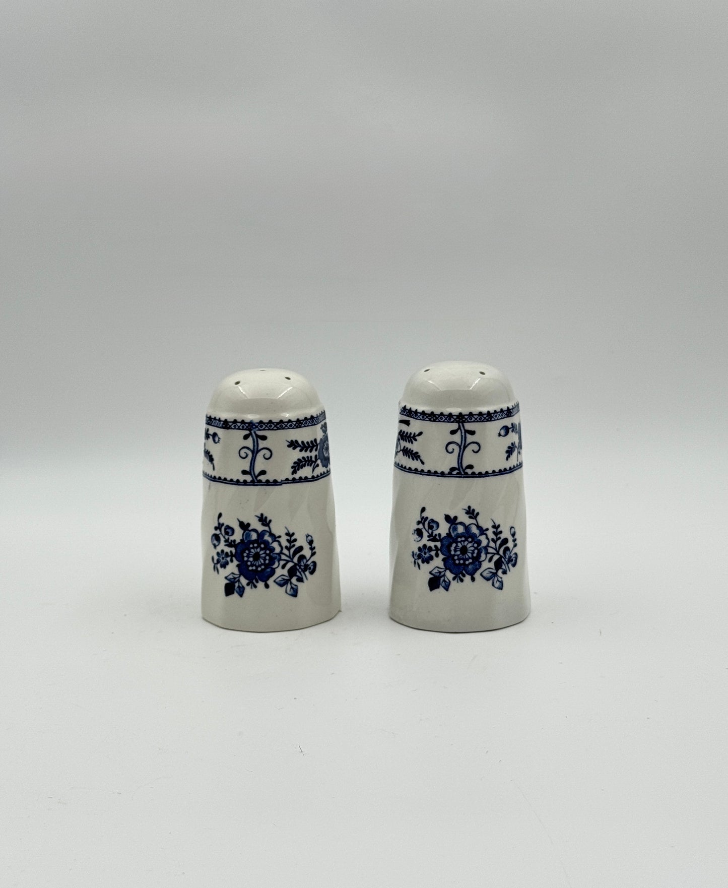 Johnson Bros. “Indies” Salt & Pepper Shakers – Blue Floral Ironstone