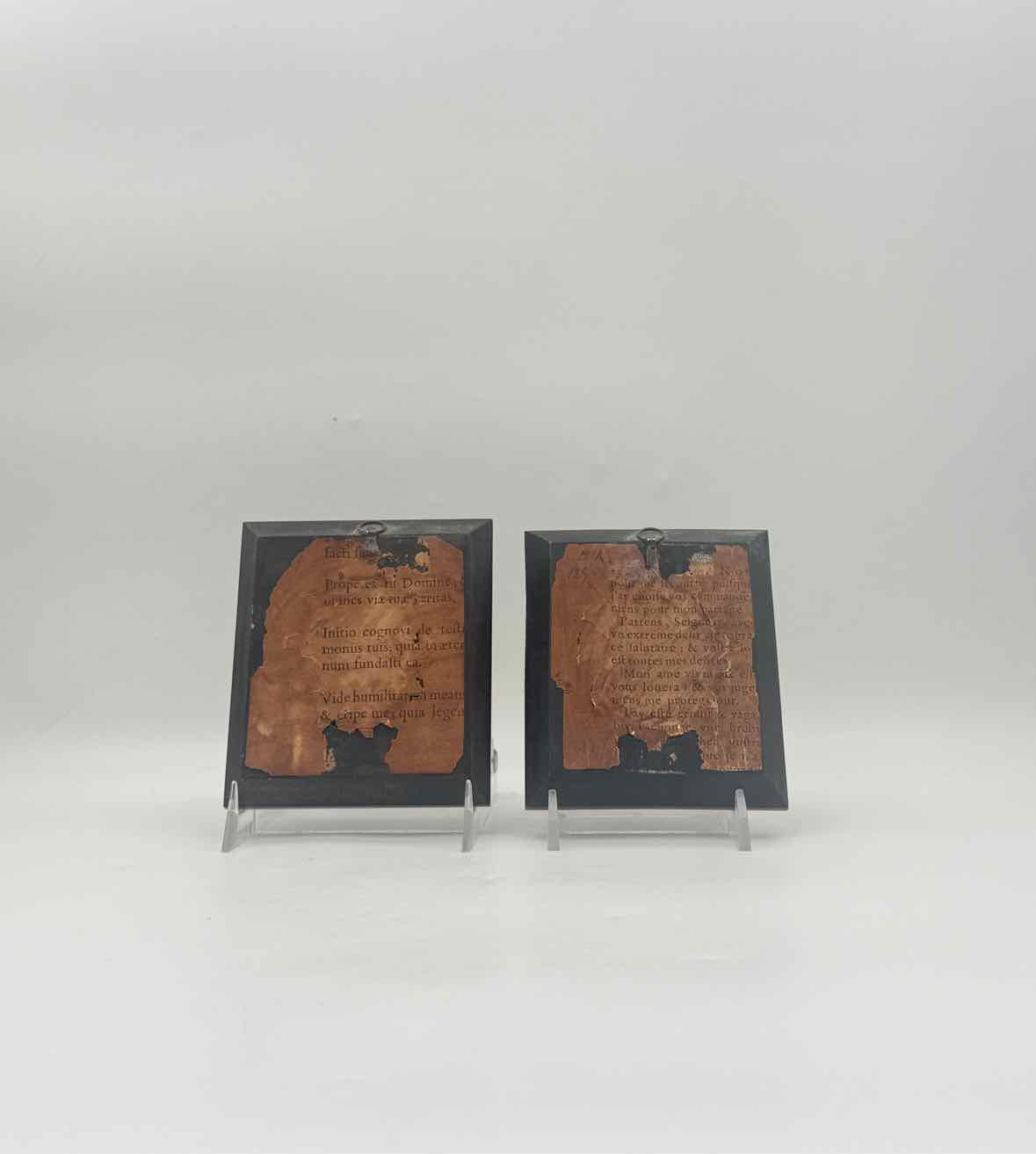 Pair Of Antique Victorian Miniatures In Ebony And Brass Frames