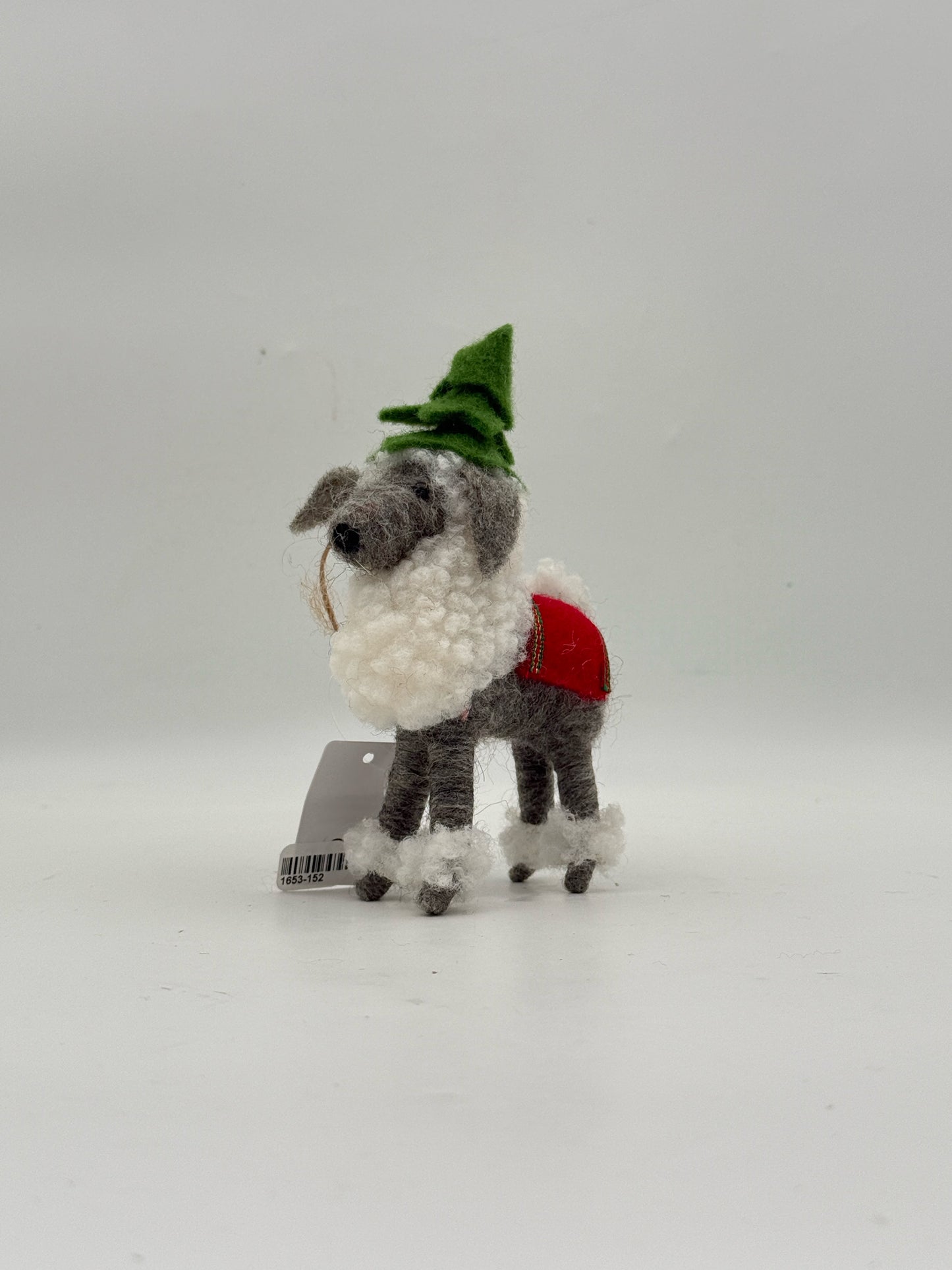 Gray Poodle Wool Christmas Ornament