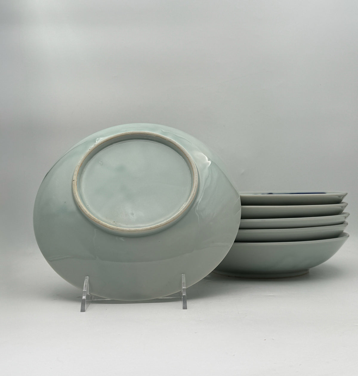 Japanese Fish Motif Shallow Soup Bowls- Set Of 6