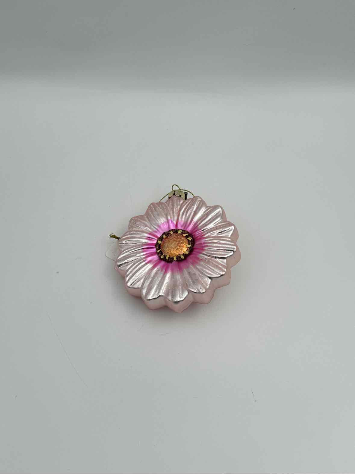 Pink Glass Flower Ornament With Bee