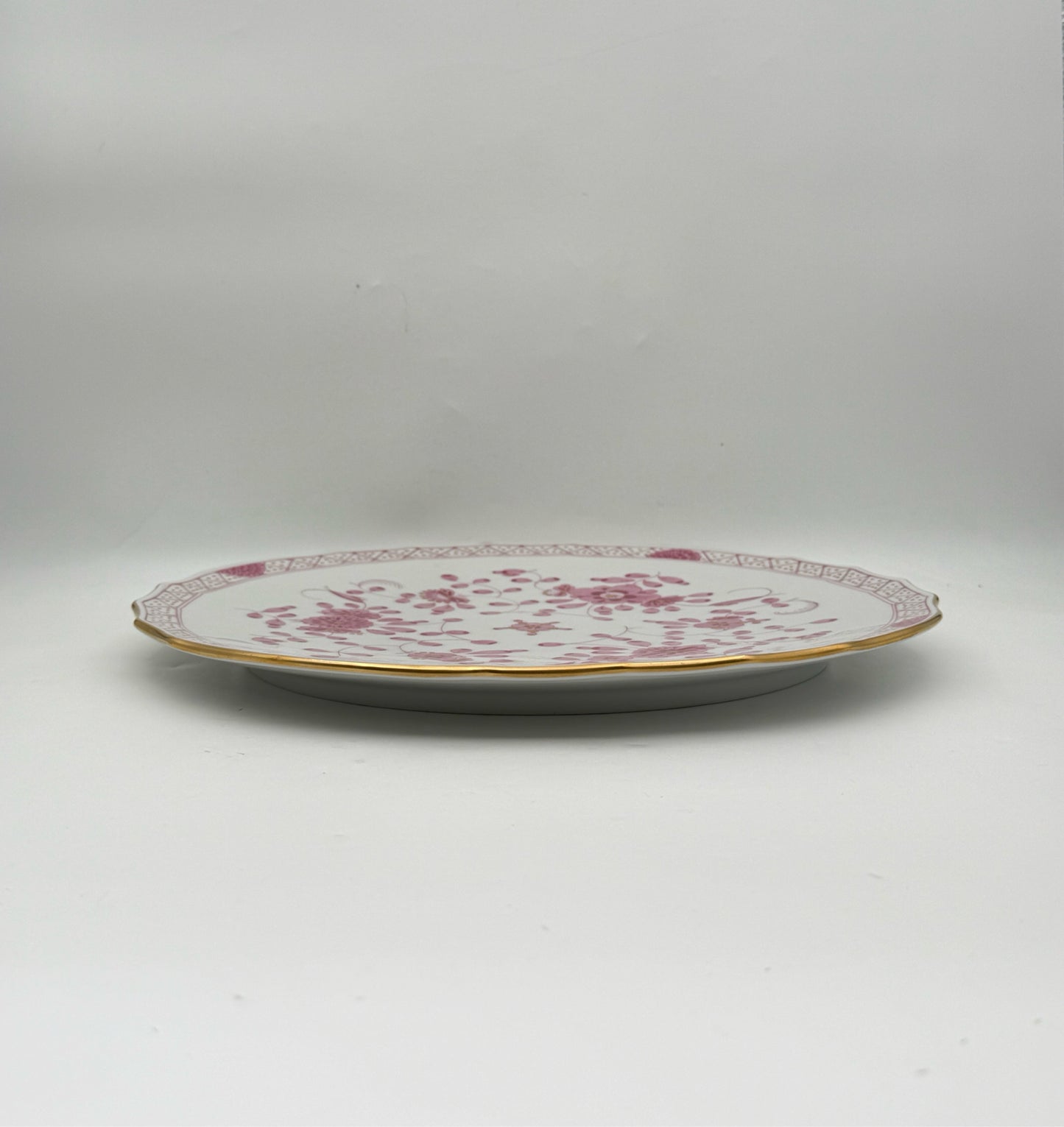 Meissen "Indian Oriental Flowers" Handpainted Pink And Gold Platter