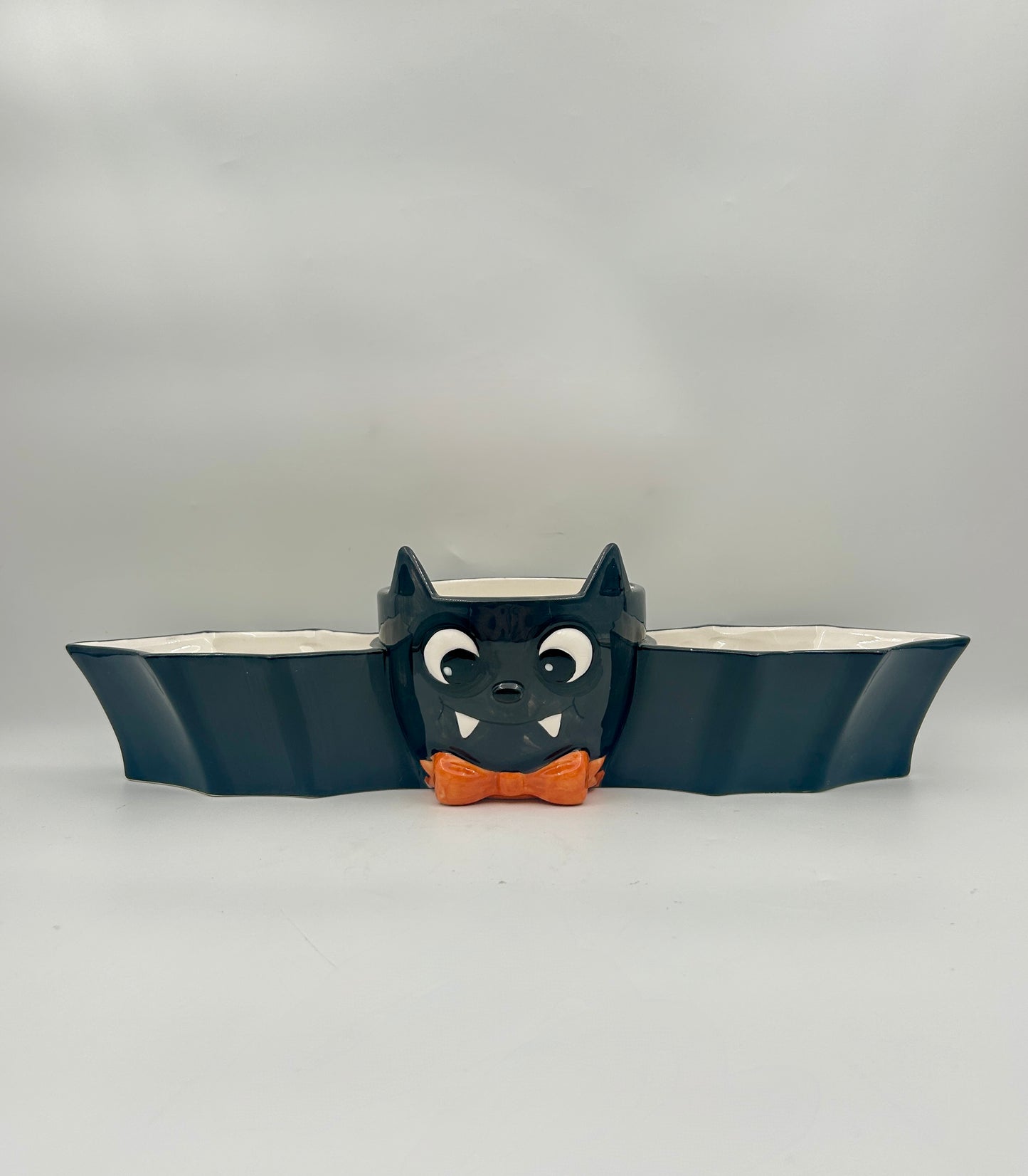 RAZ Bat Halloween Candy Tray – 3-Section Ceramic Serving Dish – 4457666