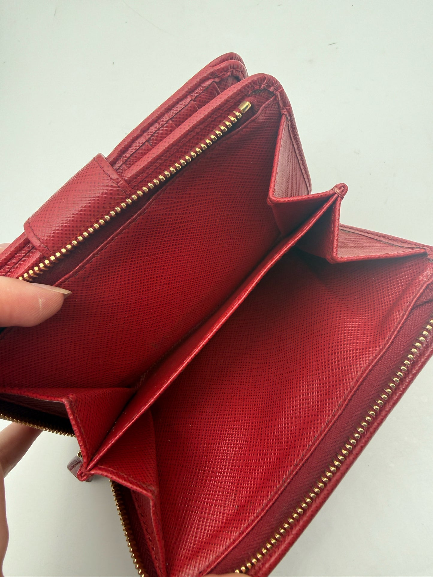 Prada Red Saffiano Leather Wallet