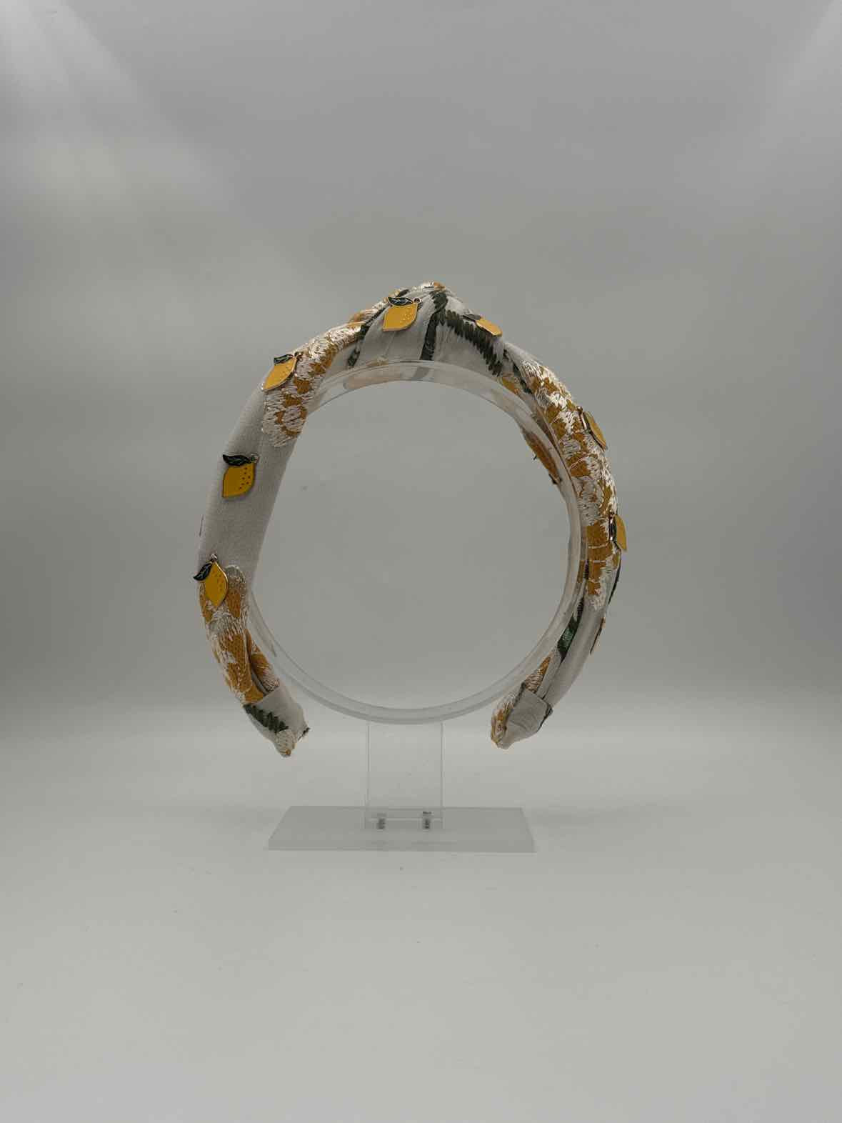 Lemon Charm Embroidered Headband – Citrus Print Padded Hair Accessory