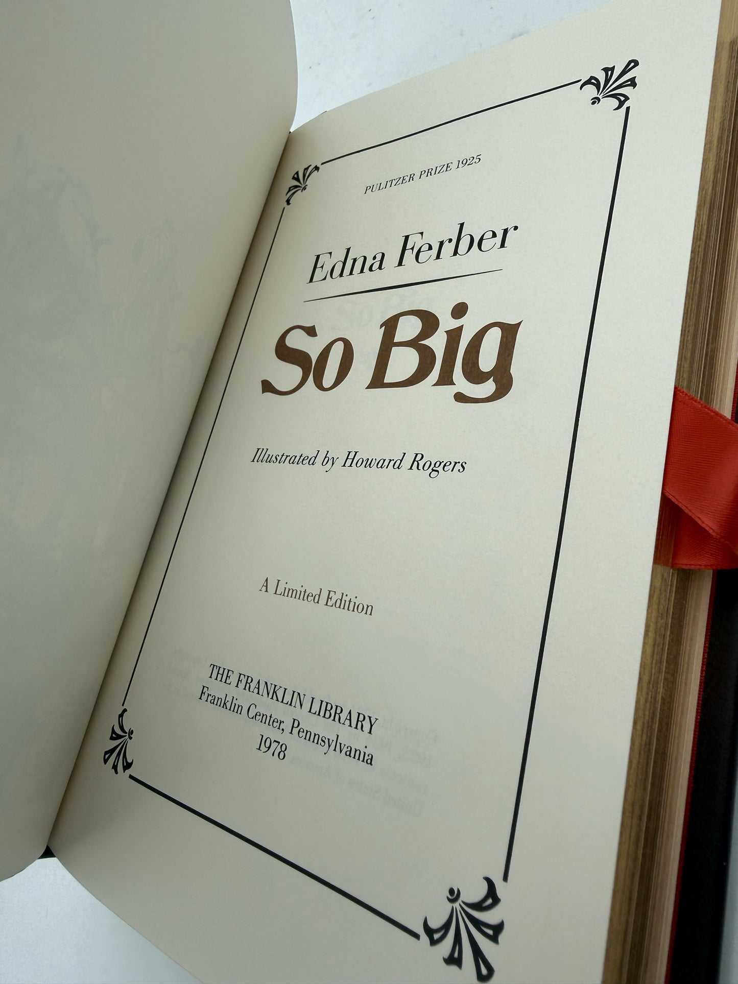 Edna Ferber "So Big" Hardcover Book- Franklin Edition
