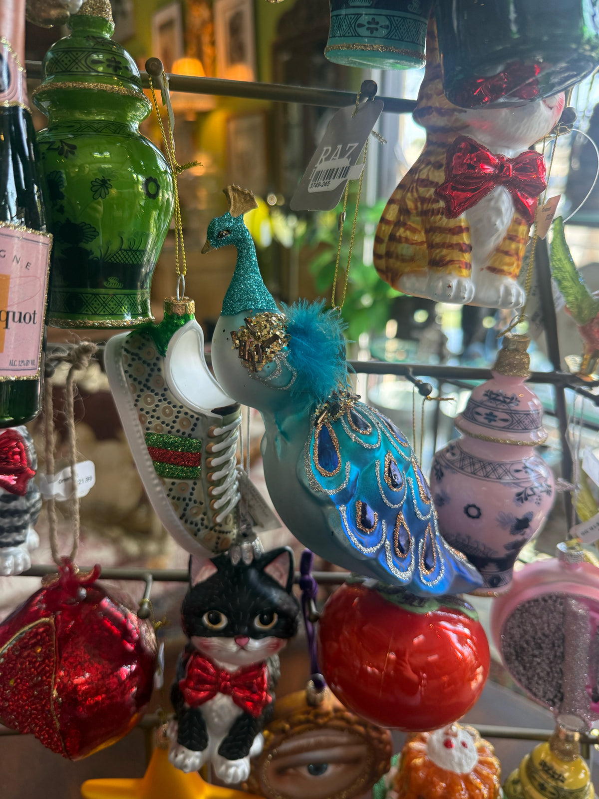 Glitter Peacock Ornament
