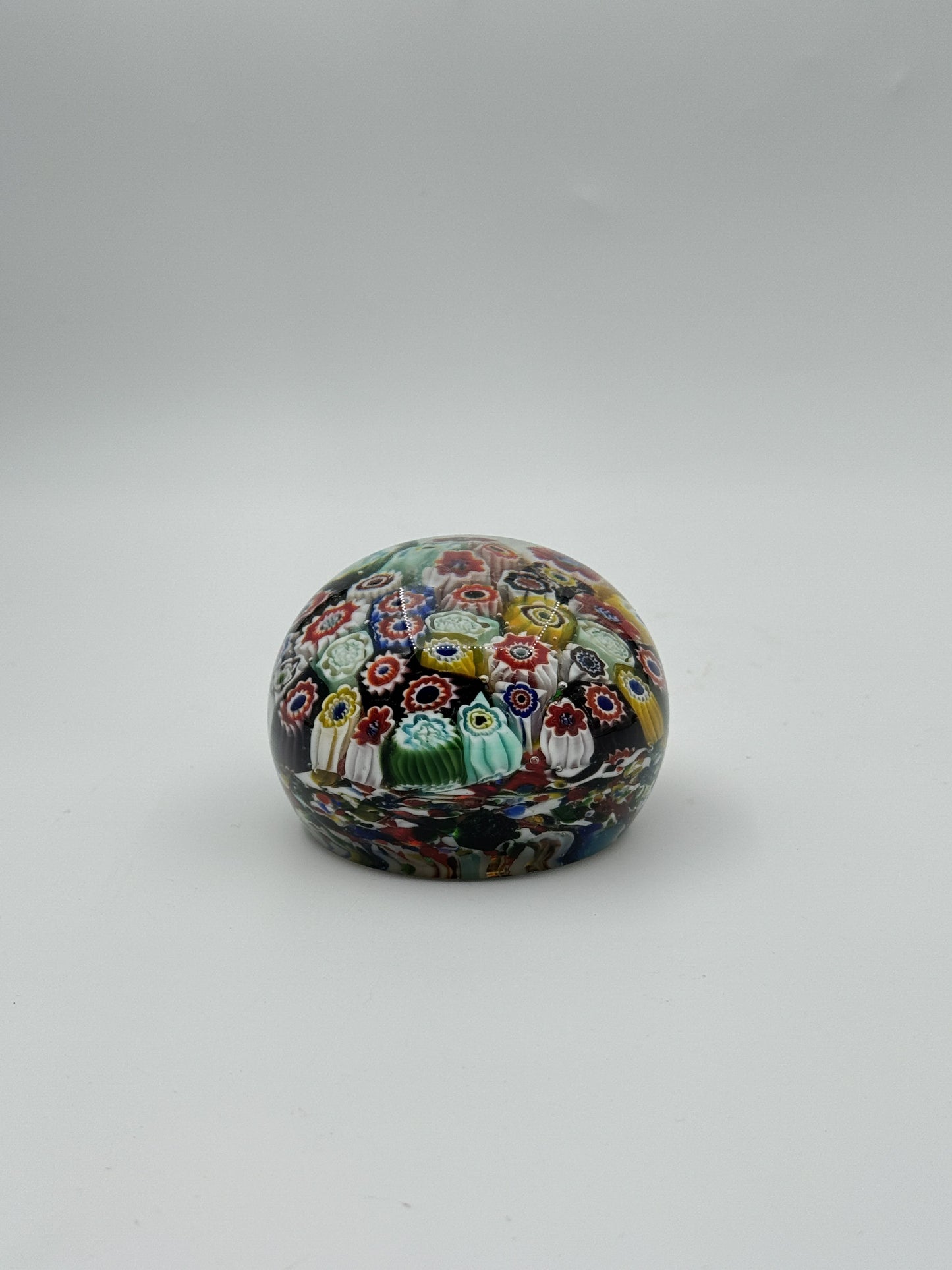 Murano Glass Paperweight – Multicolored Millefiori Floral Design