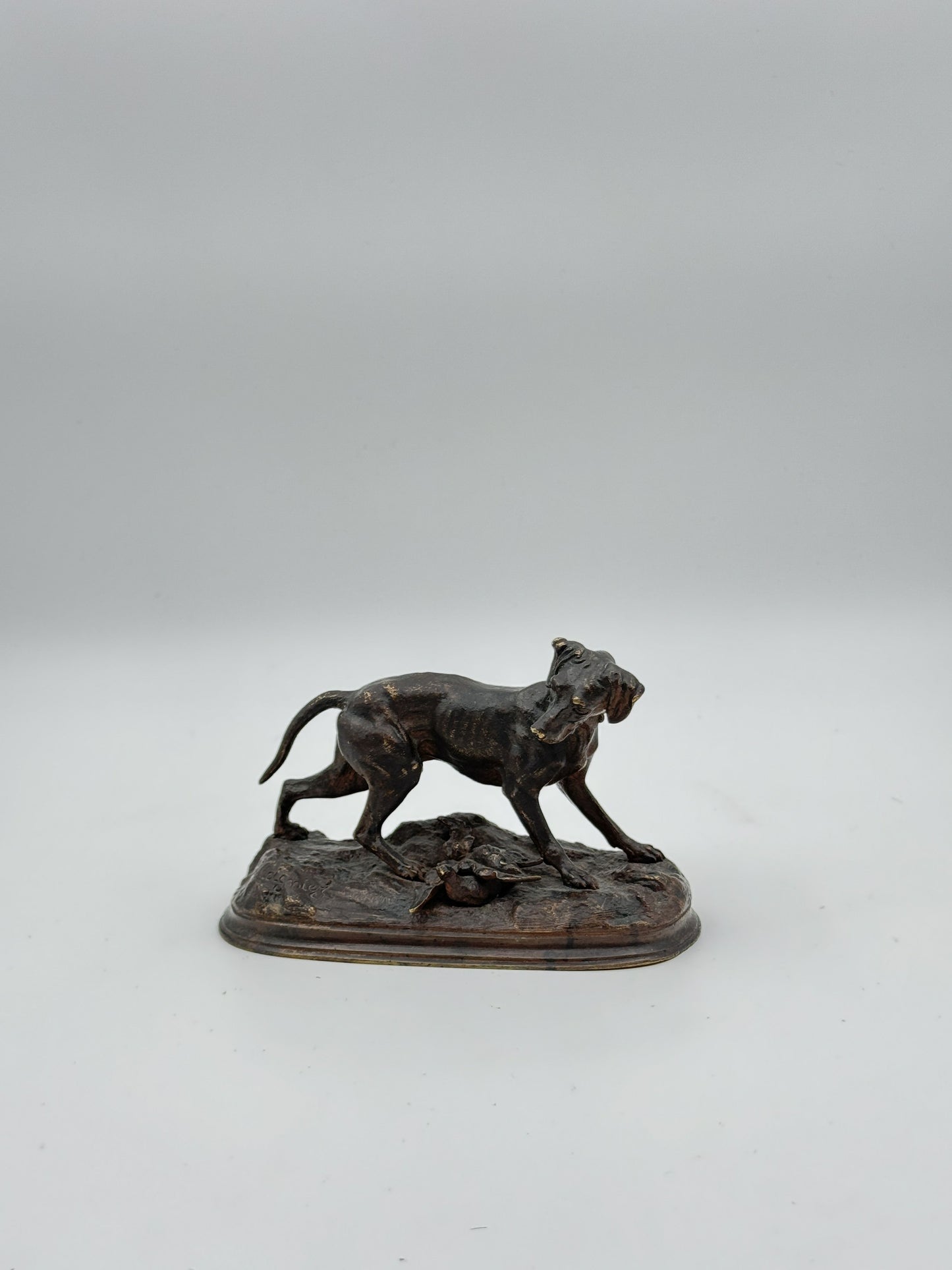 Authentic 19th Century Bronze Pointer Dog by Jules Moigniez – French Animalier Sculpture