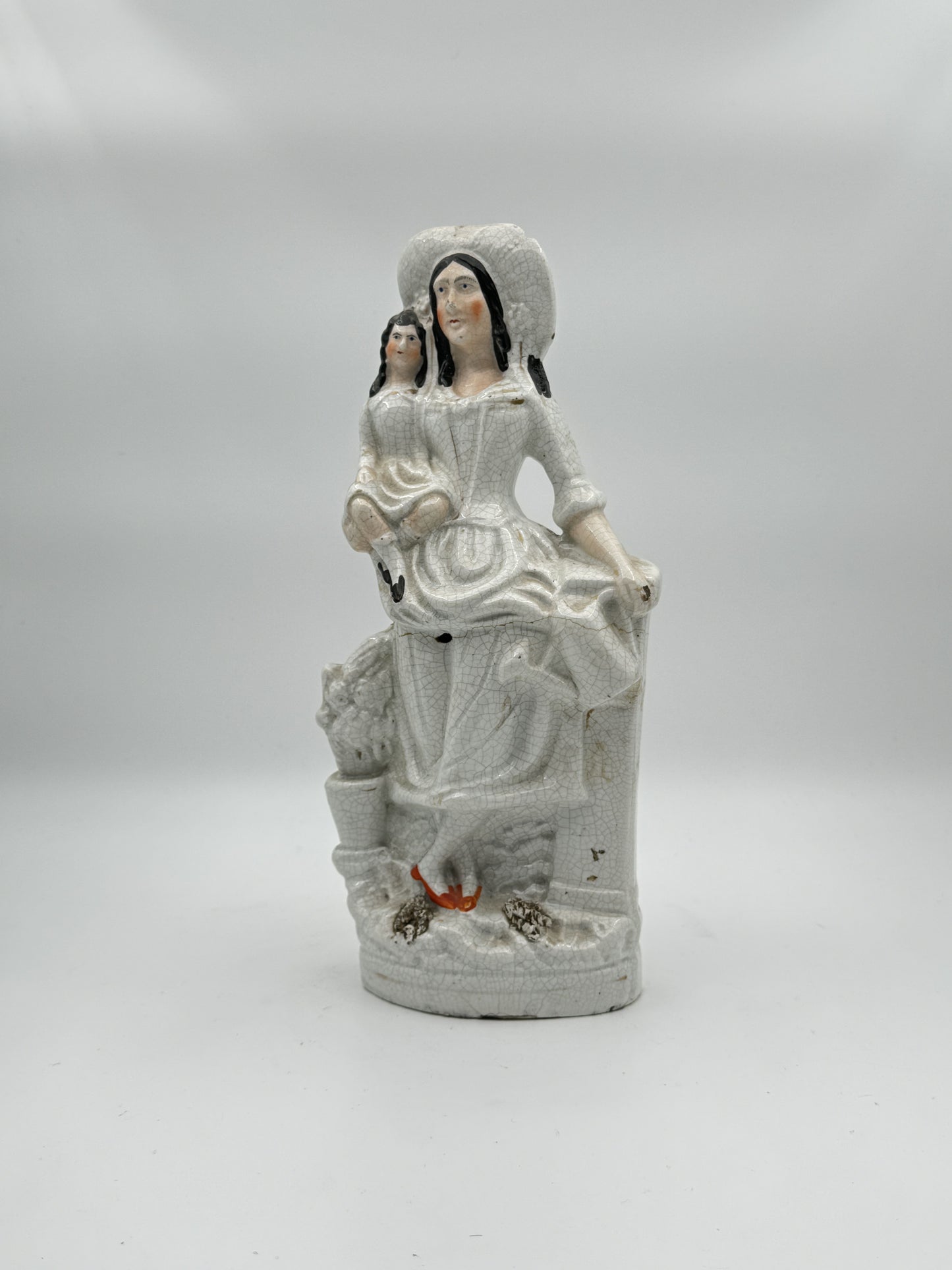 Antique Staffordshire Figurine – Mother and Child, 19th Century