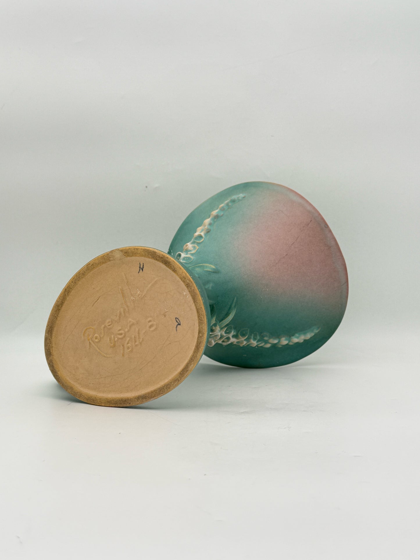 Roseville Green Ceramic Cornucopia Vase