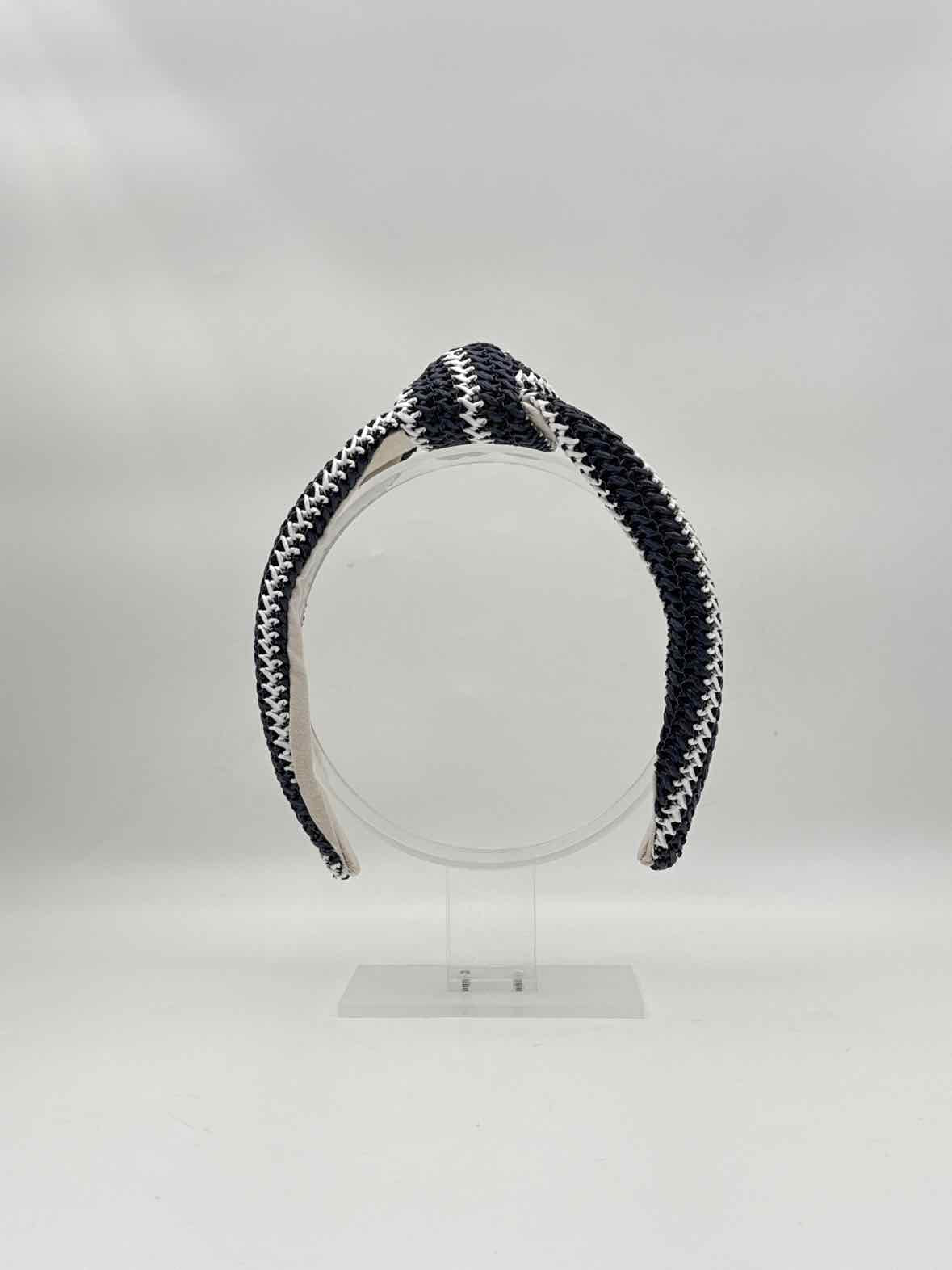 Navy Woven Stripe Knotted Headband – Hair Accessory