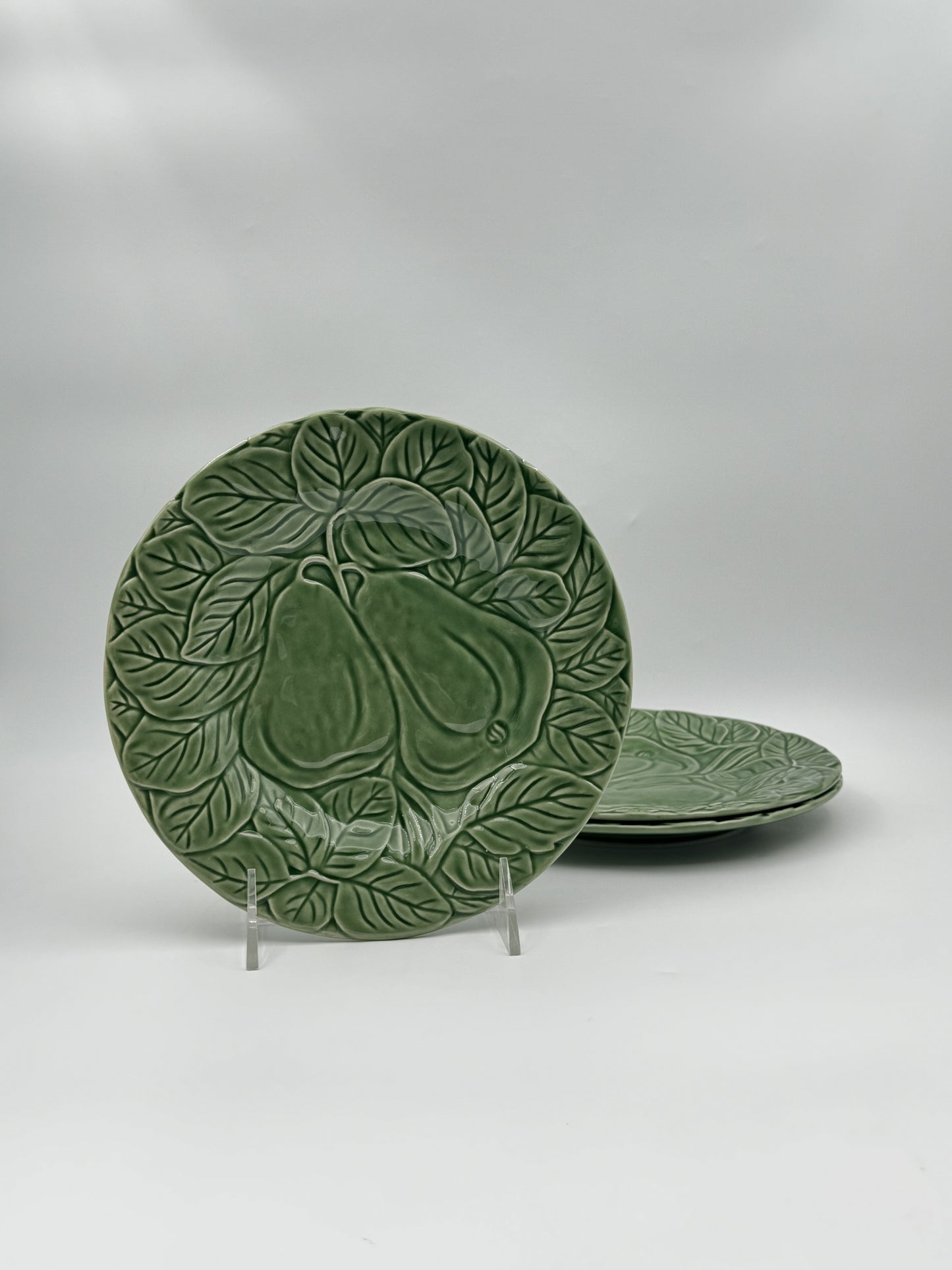 Set of 3 Bordallo Pinheiro Green Majolica Salad Plates – Pears