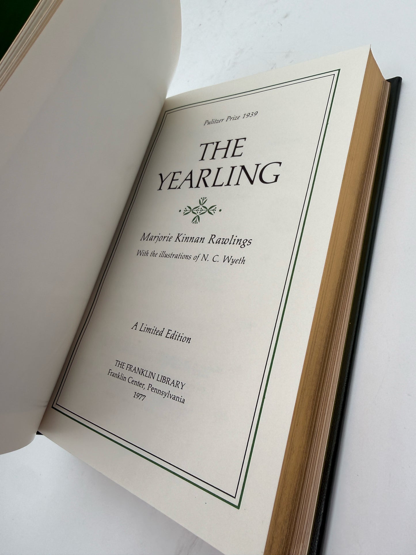 "The Yearling" By Marjorie Kinnan Rawlings Hardcover Book- Franklin Library