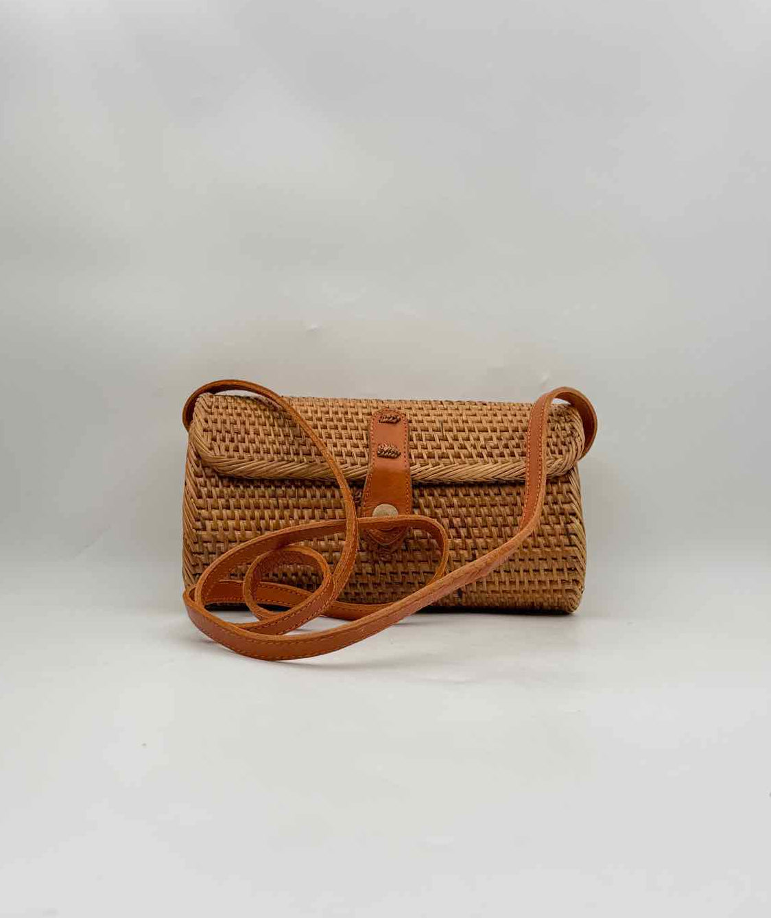 Ata Rattan Convertible Clutch Crossbody Natural Brown Woven Purse Bag