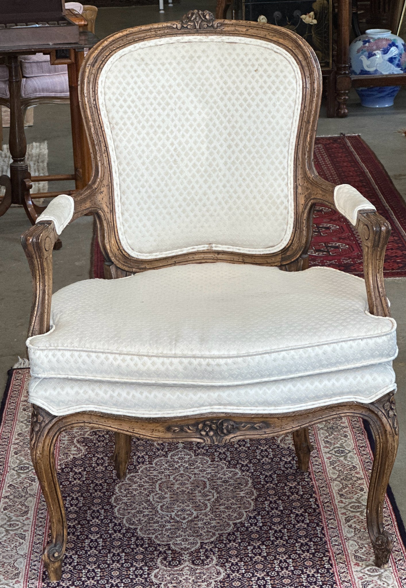 French Cream Upholstered Chair
