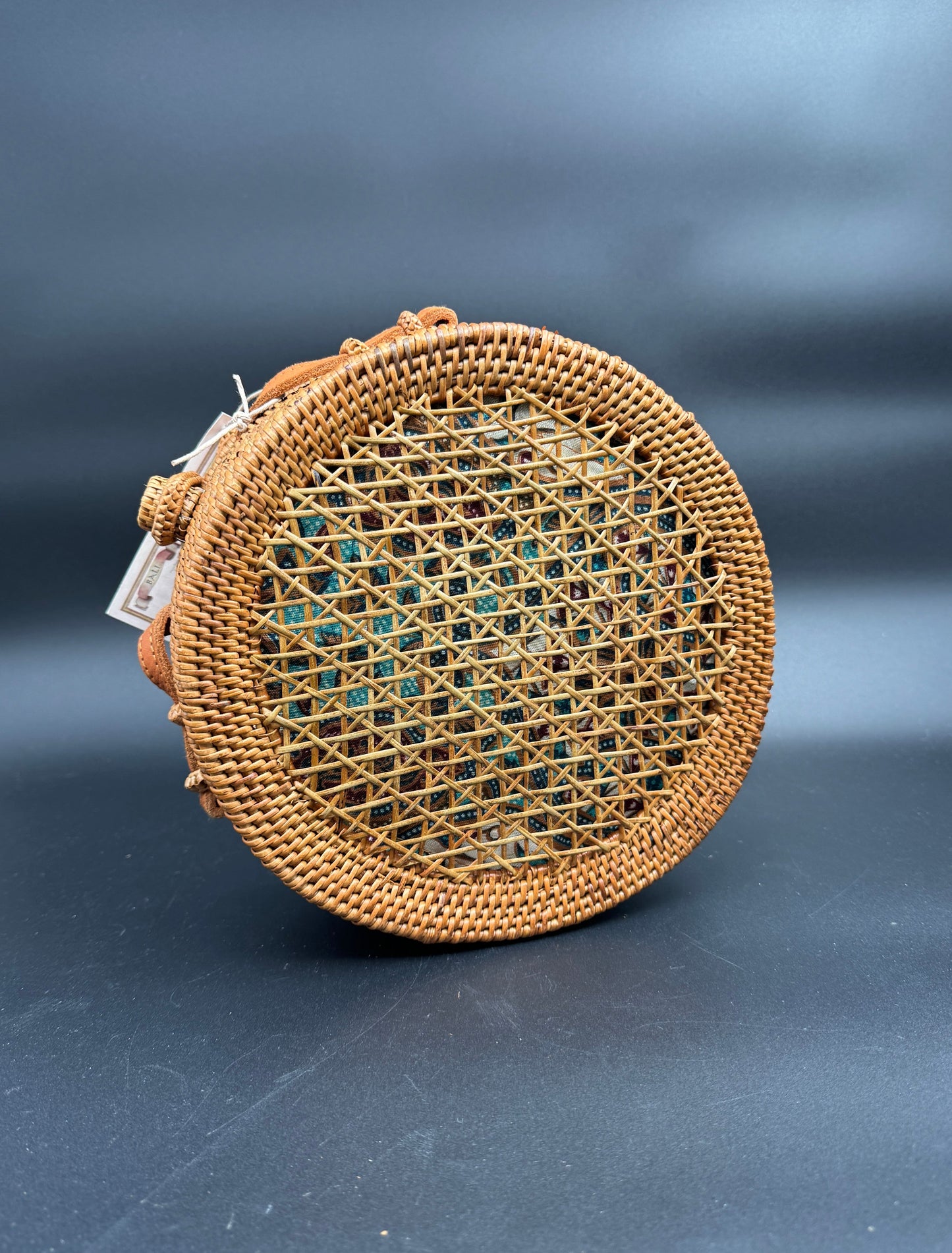 Balinese Round Rattan Crossbody Purse Ata Vine Weave Handbag