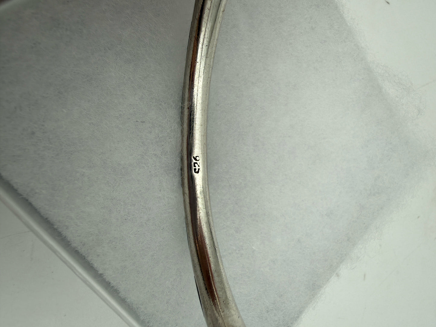 Vintage Sterling Silver Bangle With Lapis And Malachite Inlay