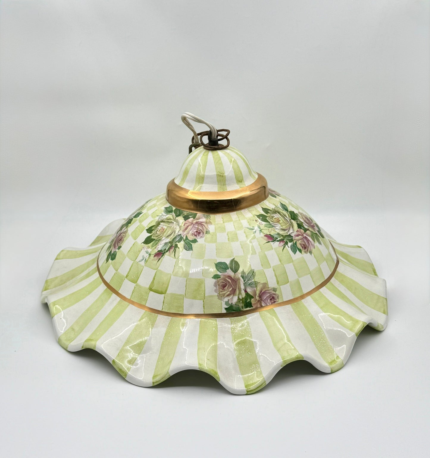 Rare MacKenzie-Childs Honeymoon Fluted Ceramic Chandelier – Handpainted